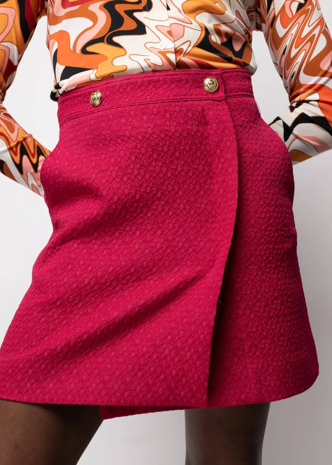Vanilia Jacquard Wikkelrok Sangria Outlet