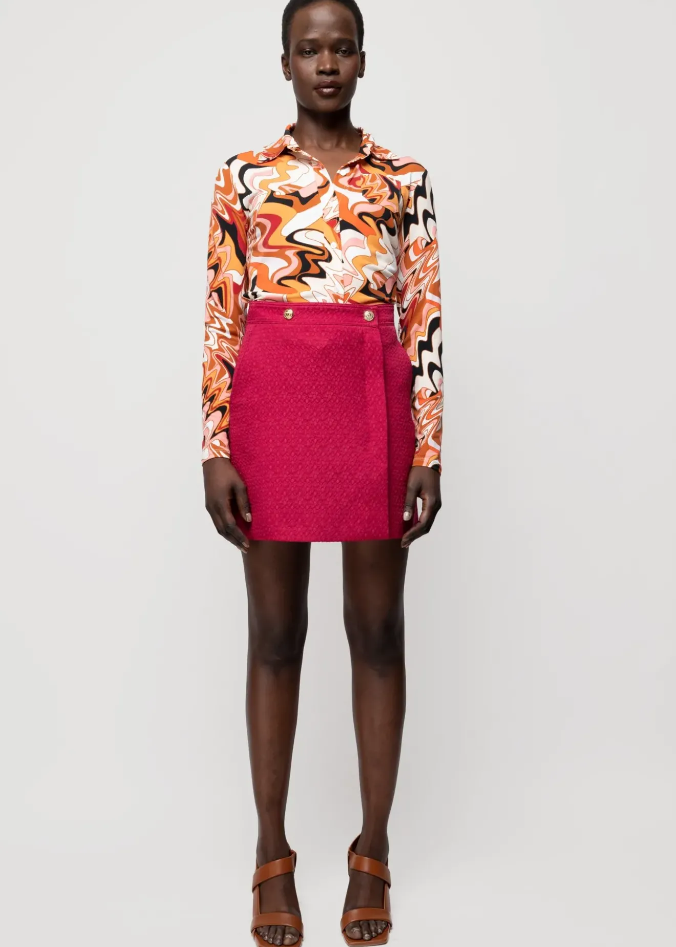 Vanilia Jacquard Wikkelrok Sangria Outlet
