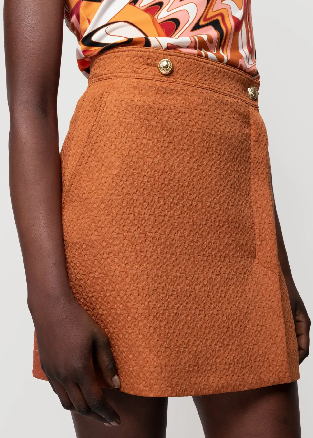 Vanilia Jacquard Wikkelrok Leather Brown Best