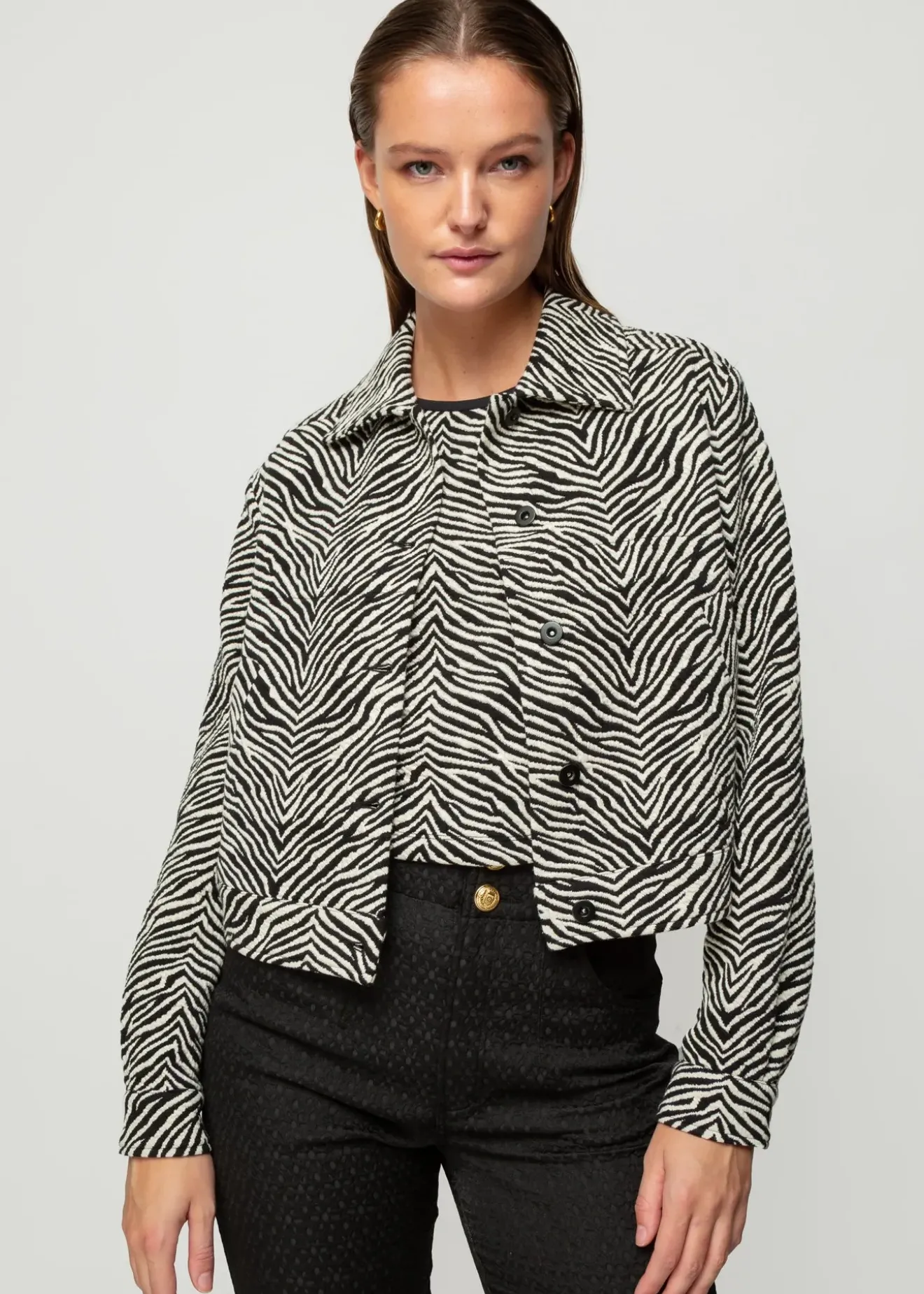 Vanilia Jacquard Zebra Jasje Black/Ecru Fashion