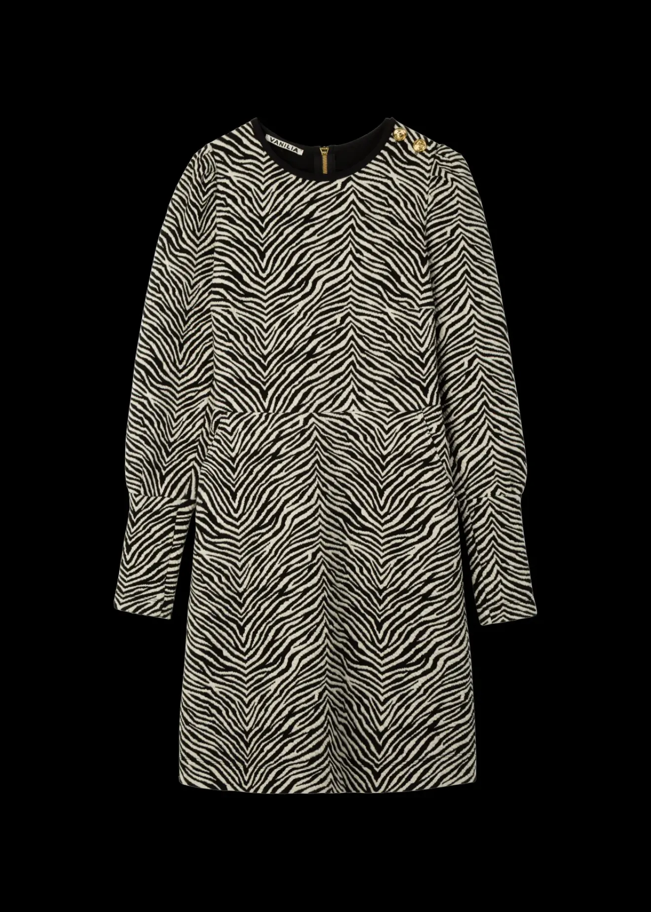 Vanilia Jacquard Zebra Jurk Black/Ecru New
