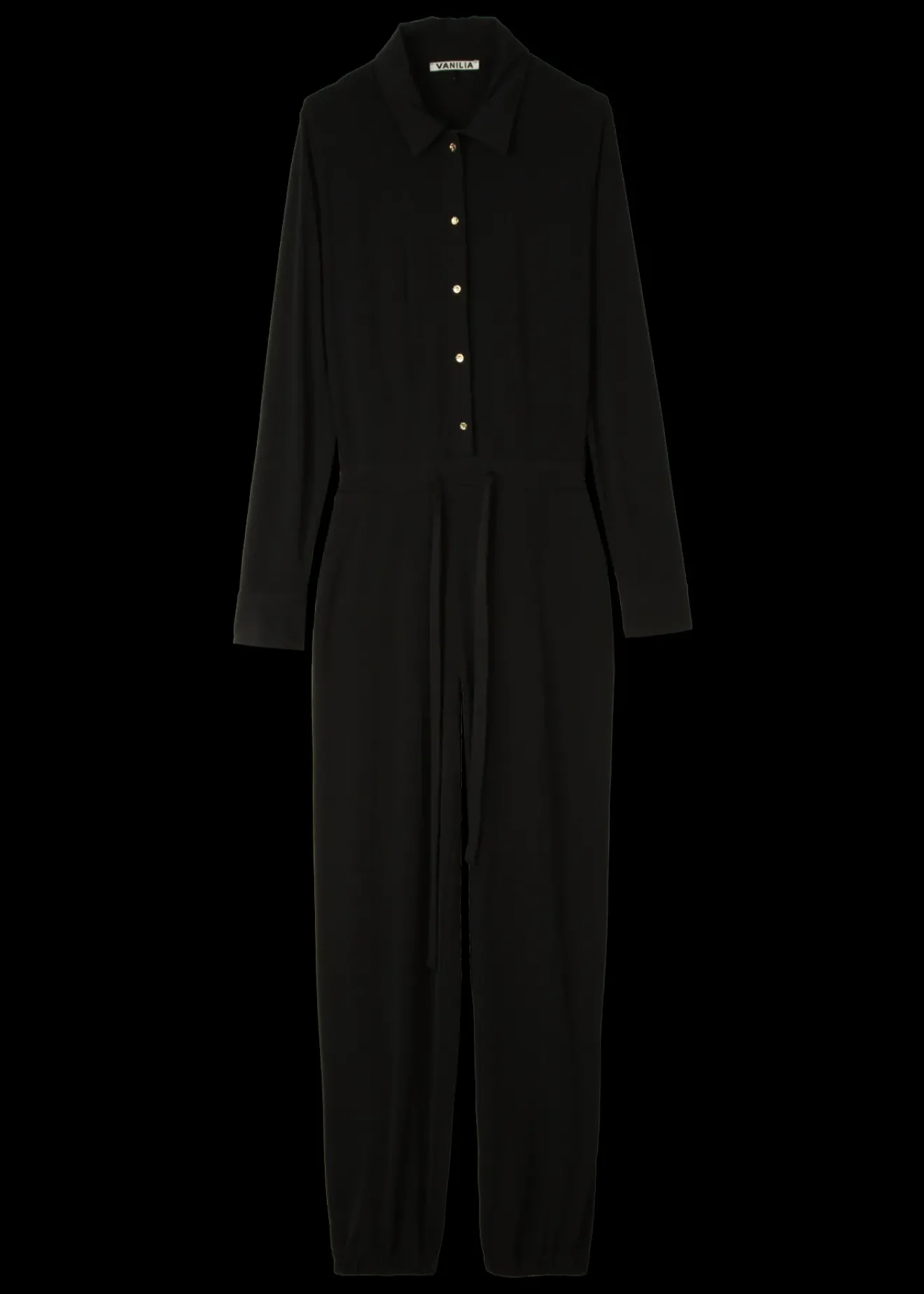 Vanilia Jumpsuit Met Gouden Knopen Zwart Clearance