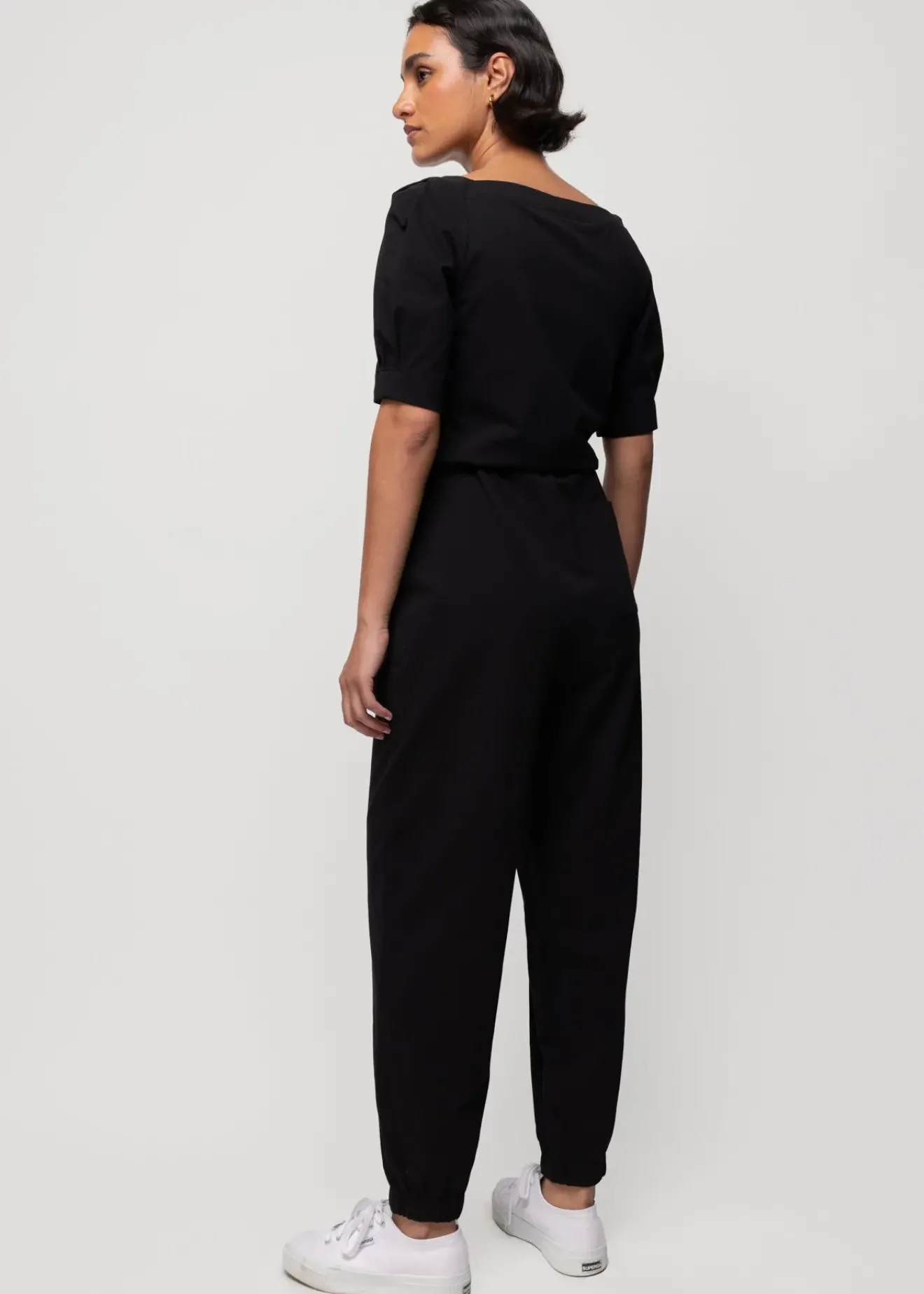 Vanilia Katoenen Jumpsuit Met Vierkante Hals Zwart Clearance
