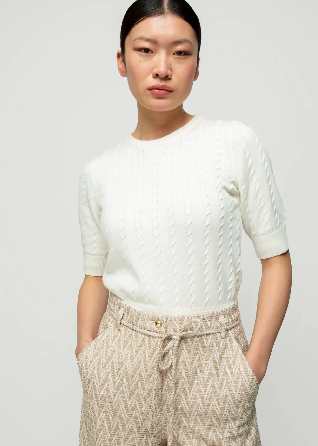 Vanilia Katoenen Kabeltop Ecru Sale