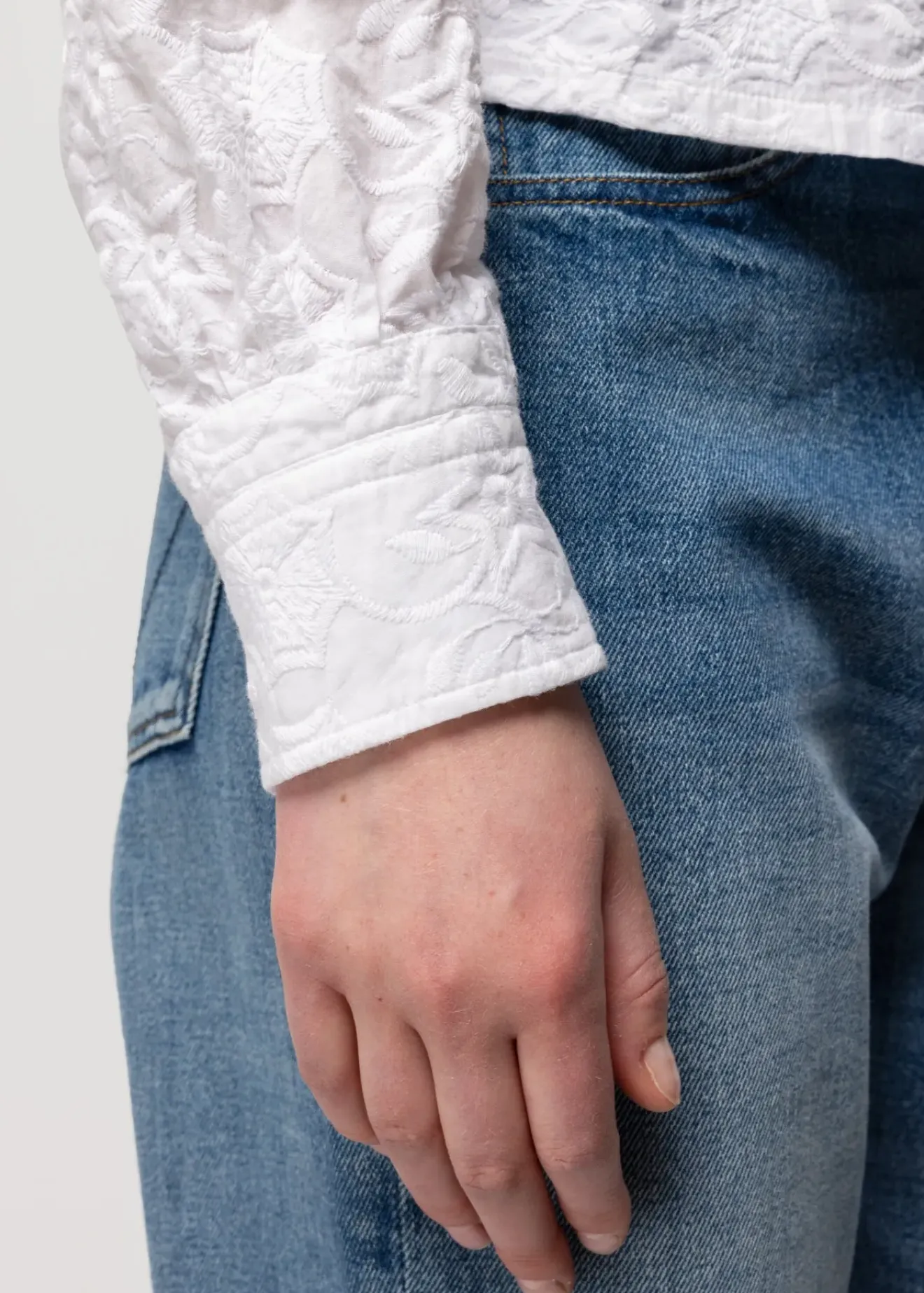Vanilia Katoenen Ripple Blouse Wit Outlet