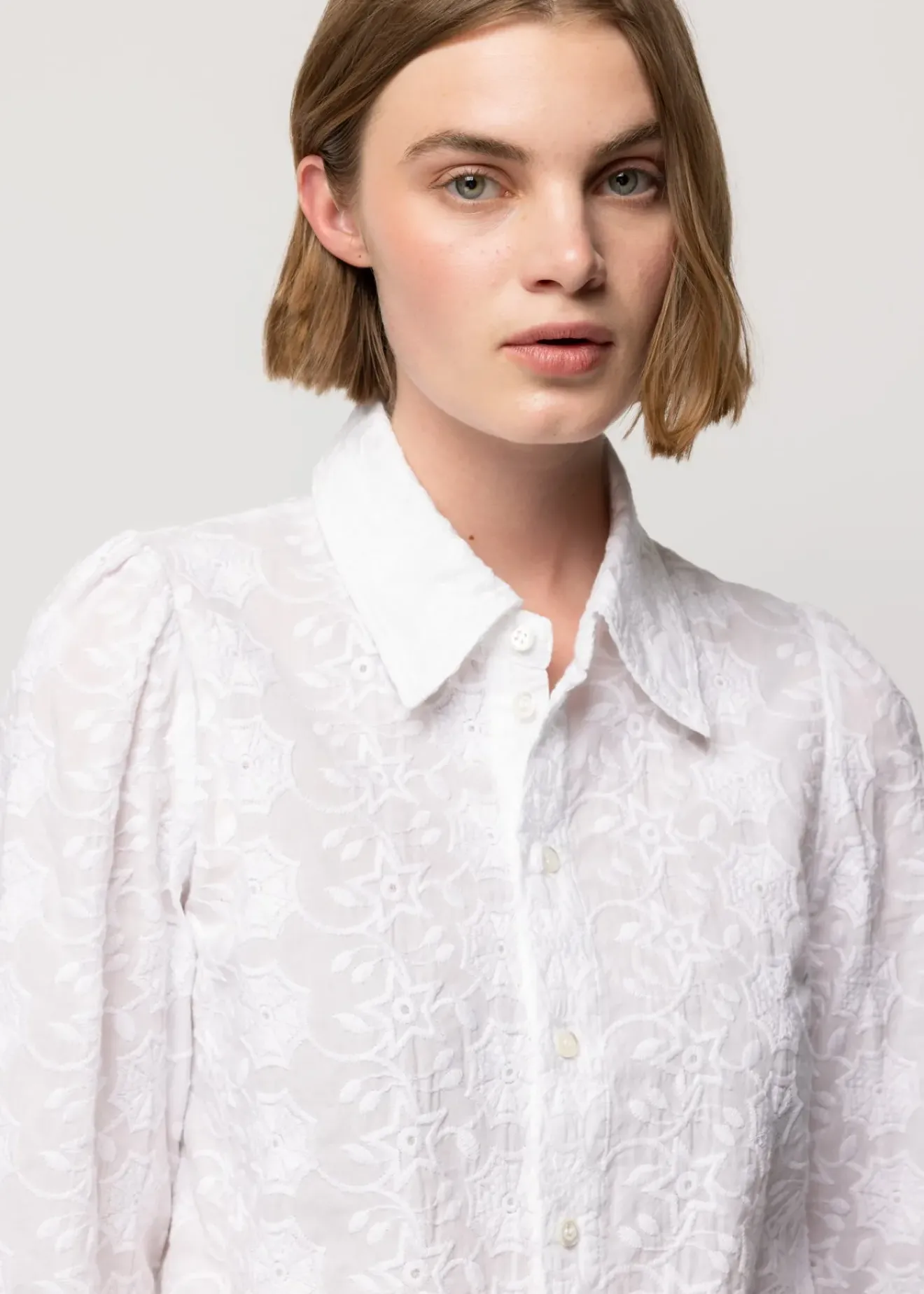 Vanilia Katoenen Ripple Blouse Wit Outlet