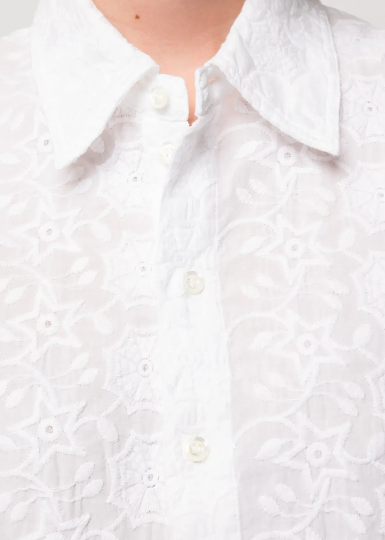 Vanilia Katoenen Ripple Blouse Wit Outlet