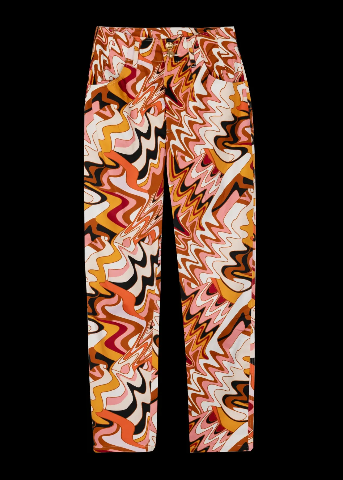 Vanilia Katoenen Swirl Broek Leather Brown / Light Pink New