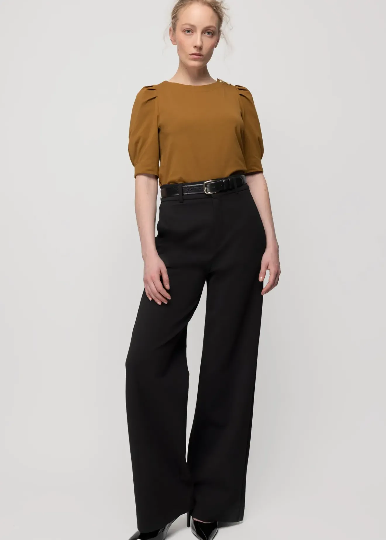Vanilia Katoenen Top Met Pofmouw Breen New