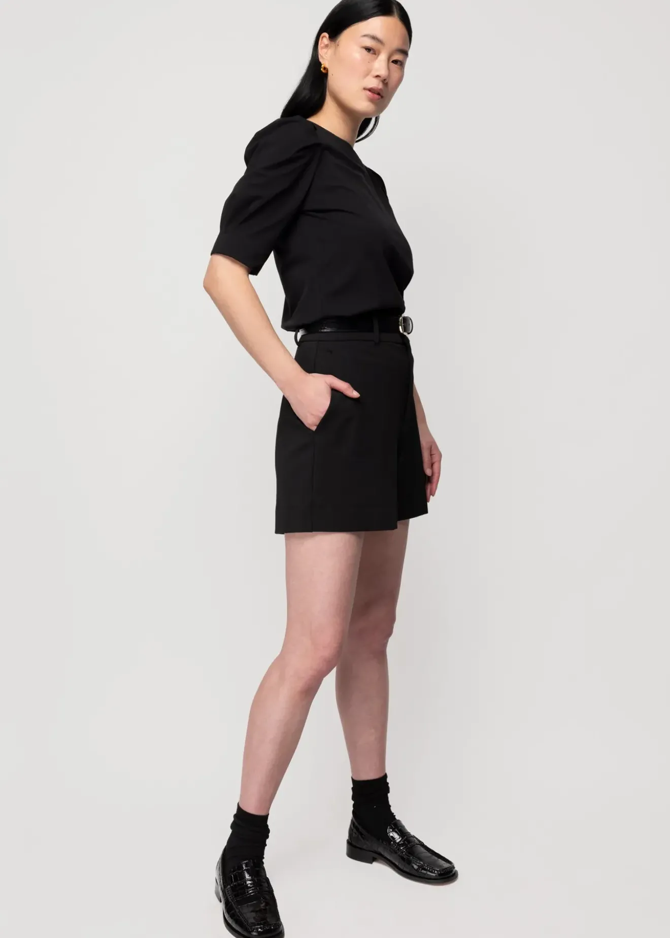 Vanilia Katoenen Top Met Pofmouw Zwart New