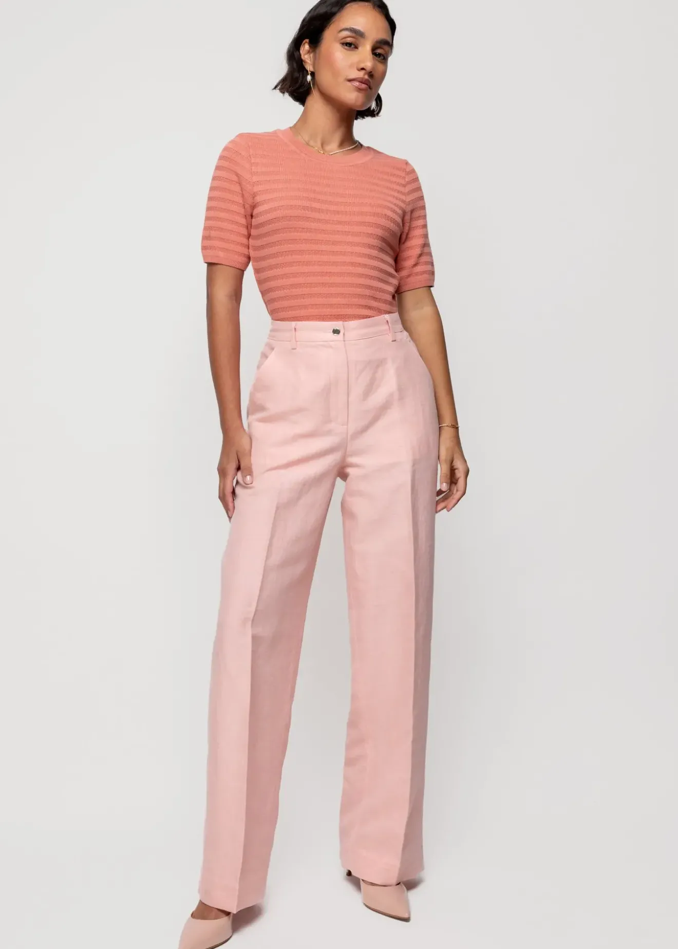 Vanilia Katoen Gebreide Top Dusty Coral Outlet