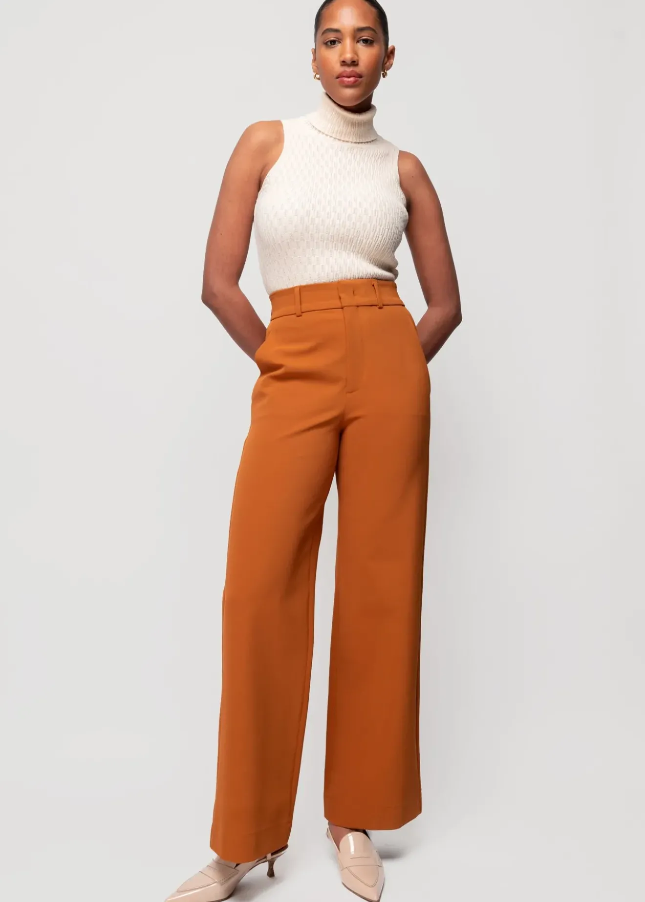 Vanilia Katoen Gebreide Top Met Col Warm Ecru Hot