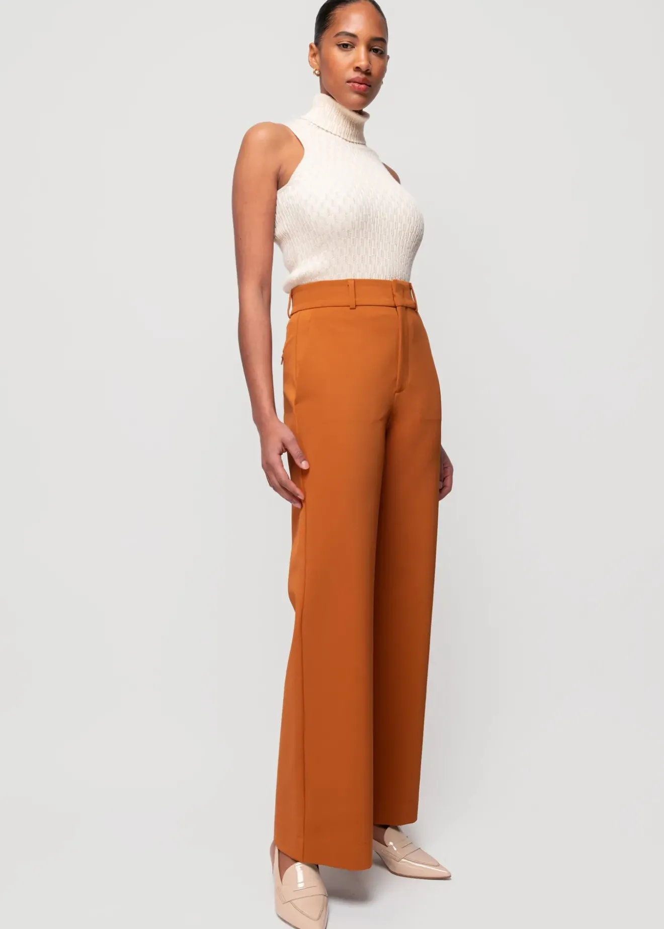 Vanilia Katoen Gebreide Top Met Col Warm Ecru Hot