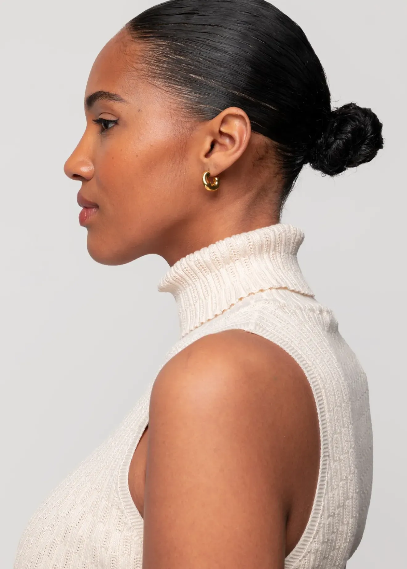 Vanilia Katoen Gebreide Top Met Col Warm Ecru Hot