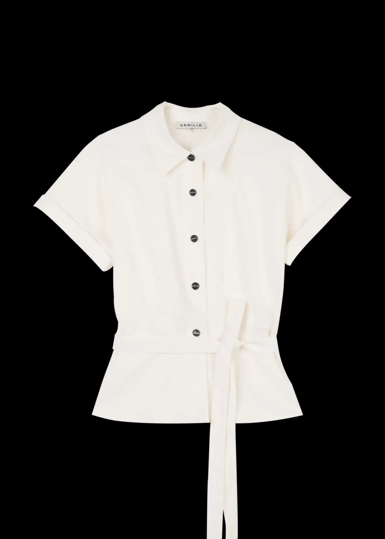 Vanilia Linnen Blouse Met Korte Mouw Ecru Outlet