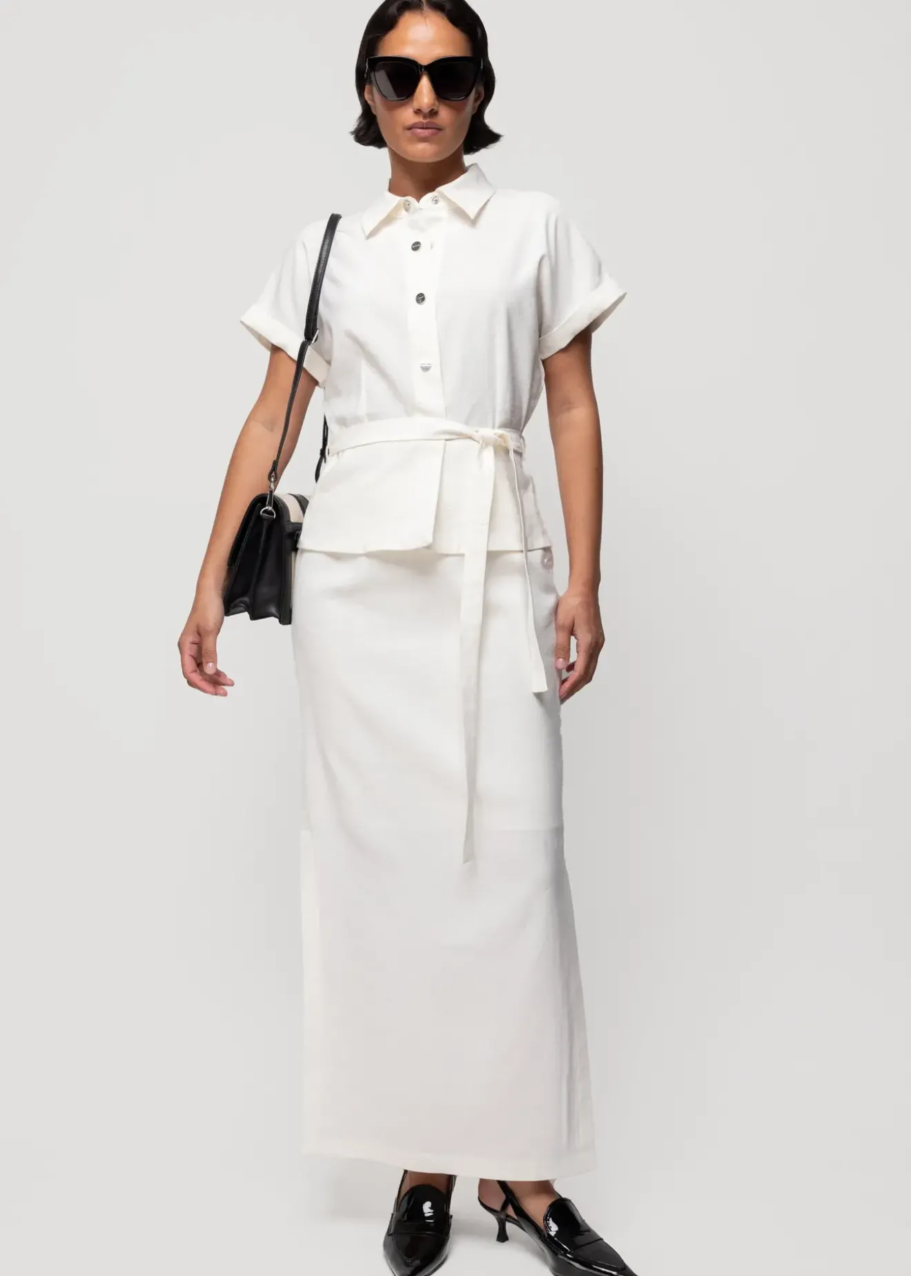Vanilia Linnen Blouse Met Korte Mouw Ecru Outlet