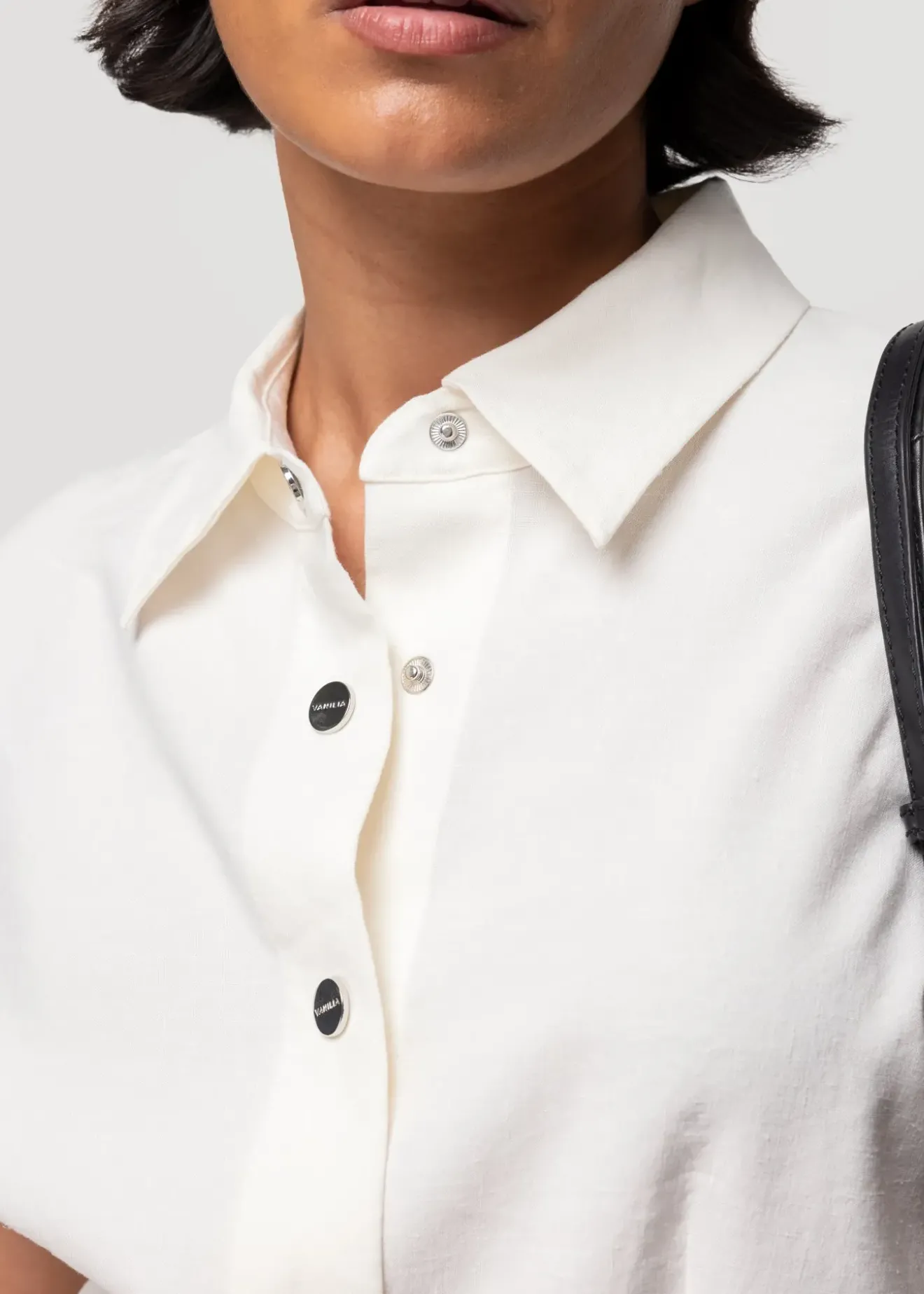 Vanilia Linnen Blouse Met Korte Mouw Ecru Outlet