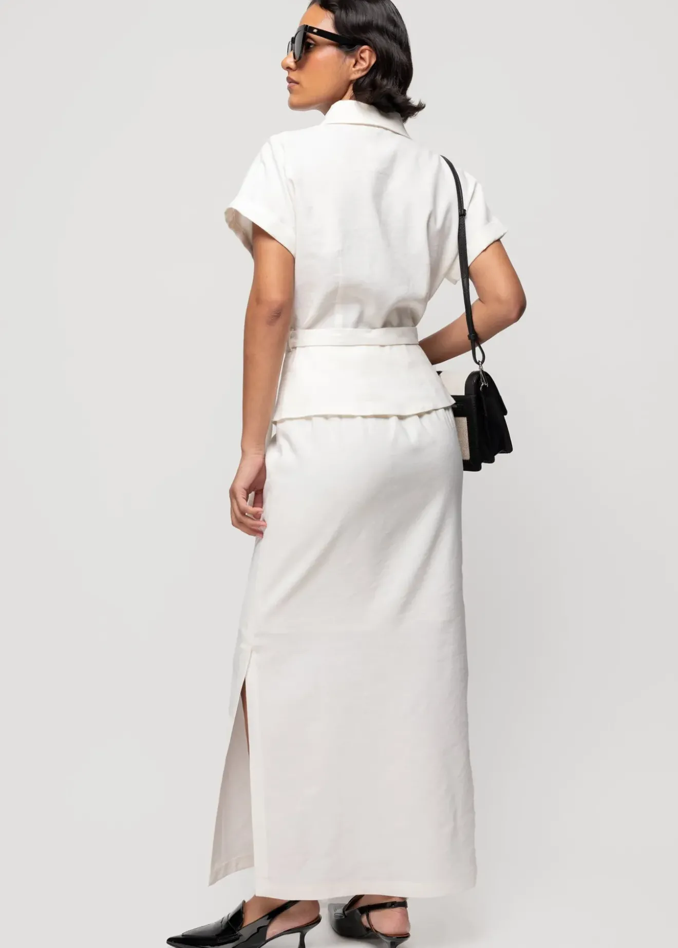 Vanilia Linnen Blouse Met Korte Mouw Ecru Outlet