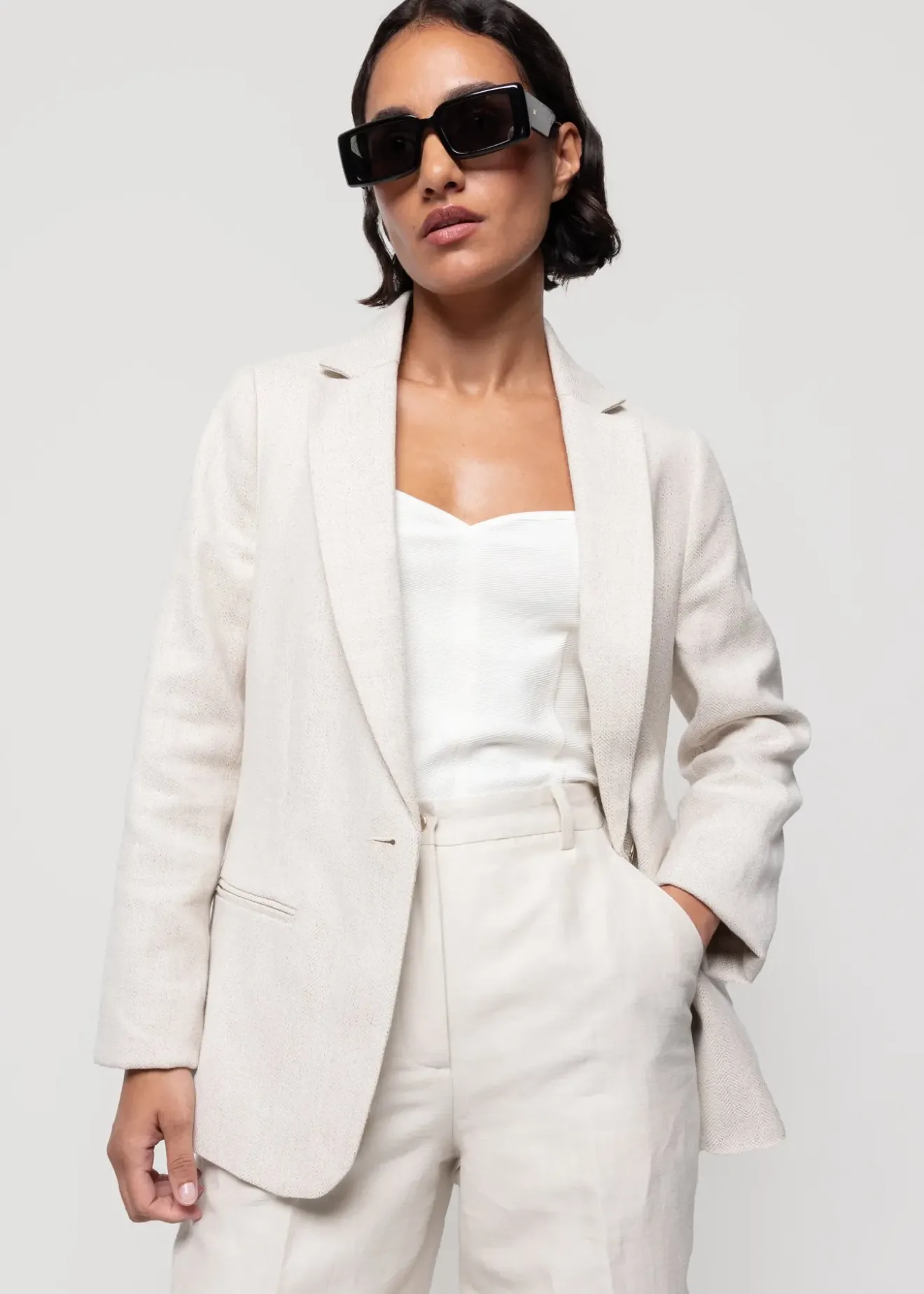 Vanilia Linnen Colbert Natural Linnen Fashion