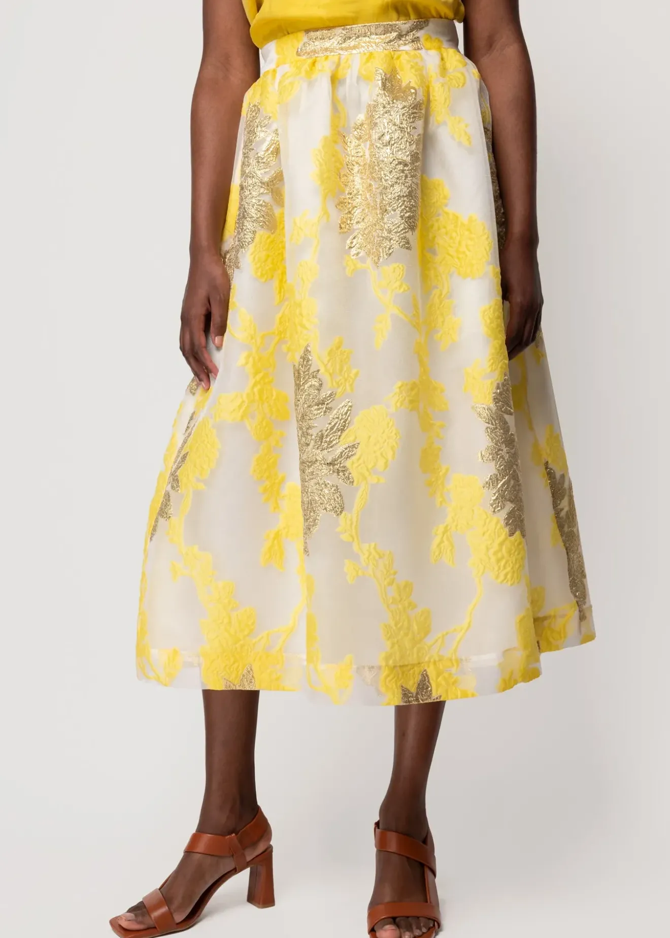 Vanilia Organza Midi Rok Gold / Yellow / Ecru Sale