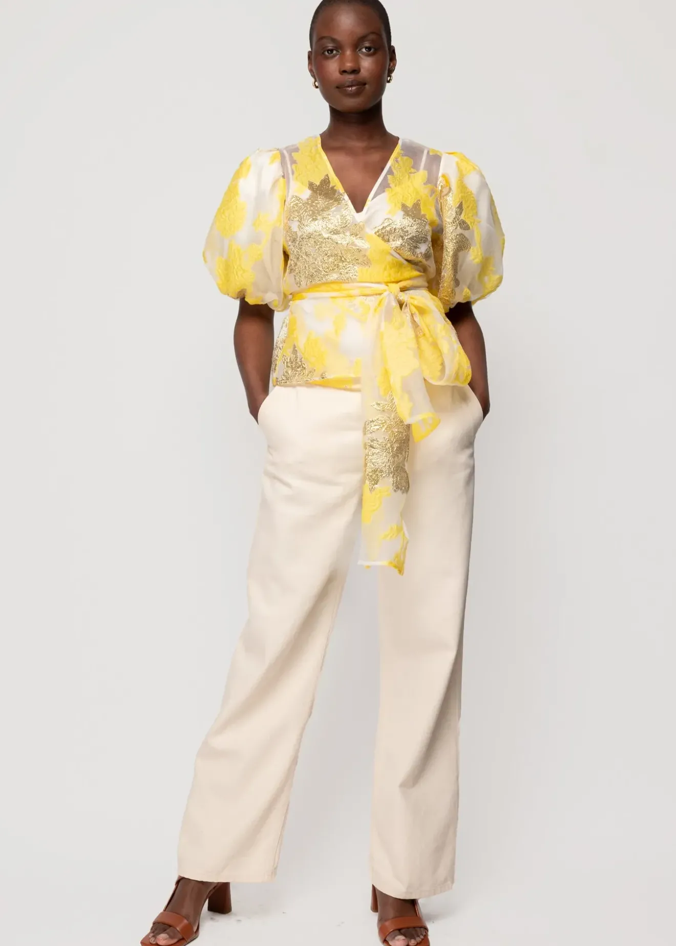Vanilia Organza Wrap Top Gold / Yellow / Ecru Hot