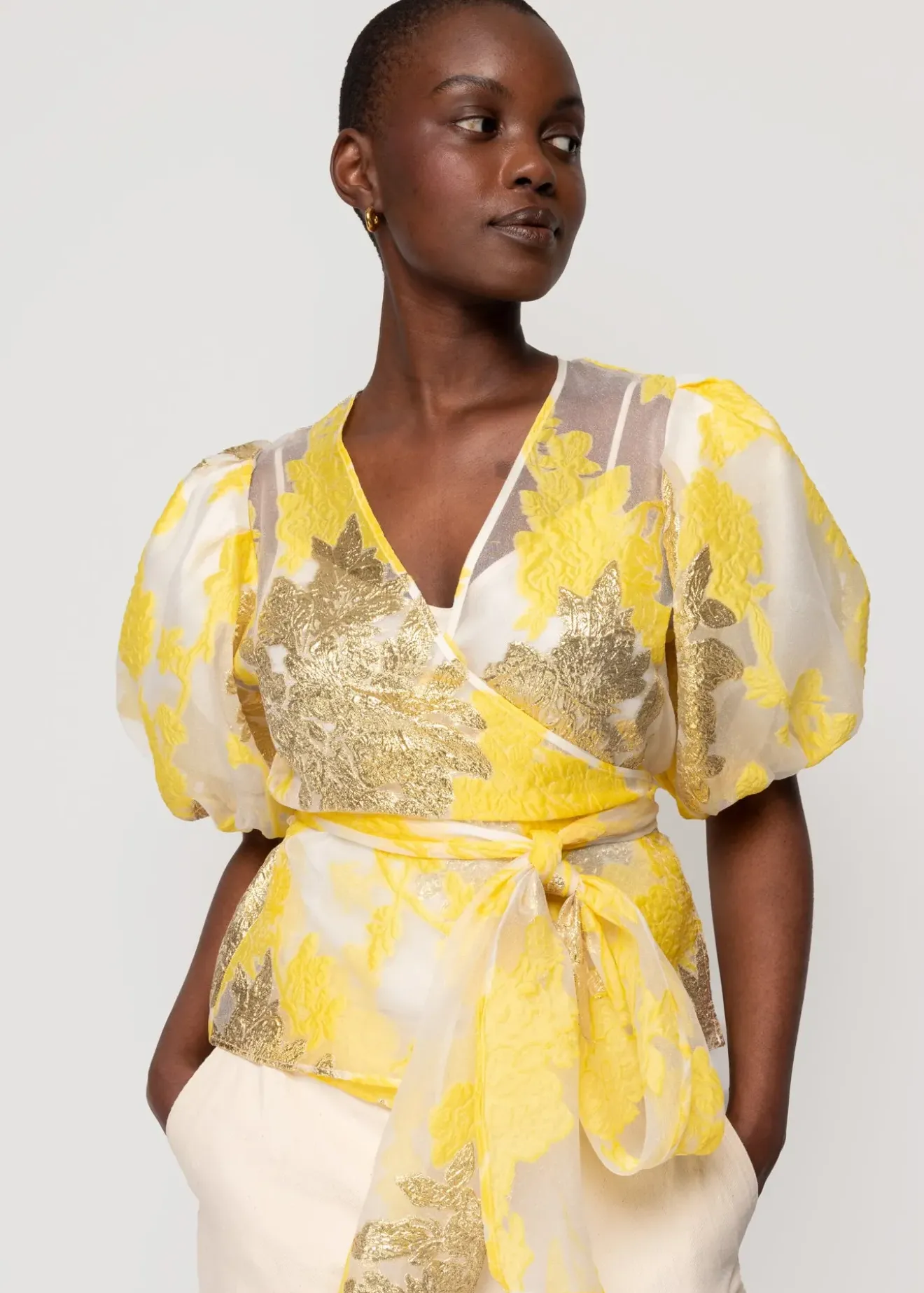 Vanilia Organza Wrap Top Gold / Yellow / Ecru Hot