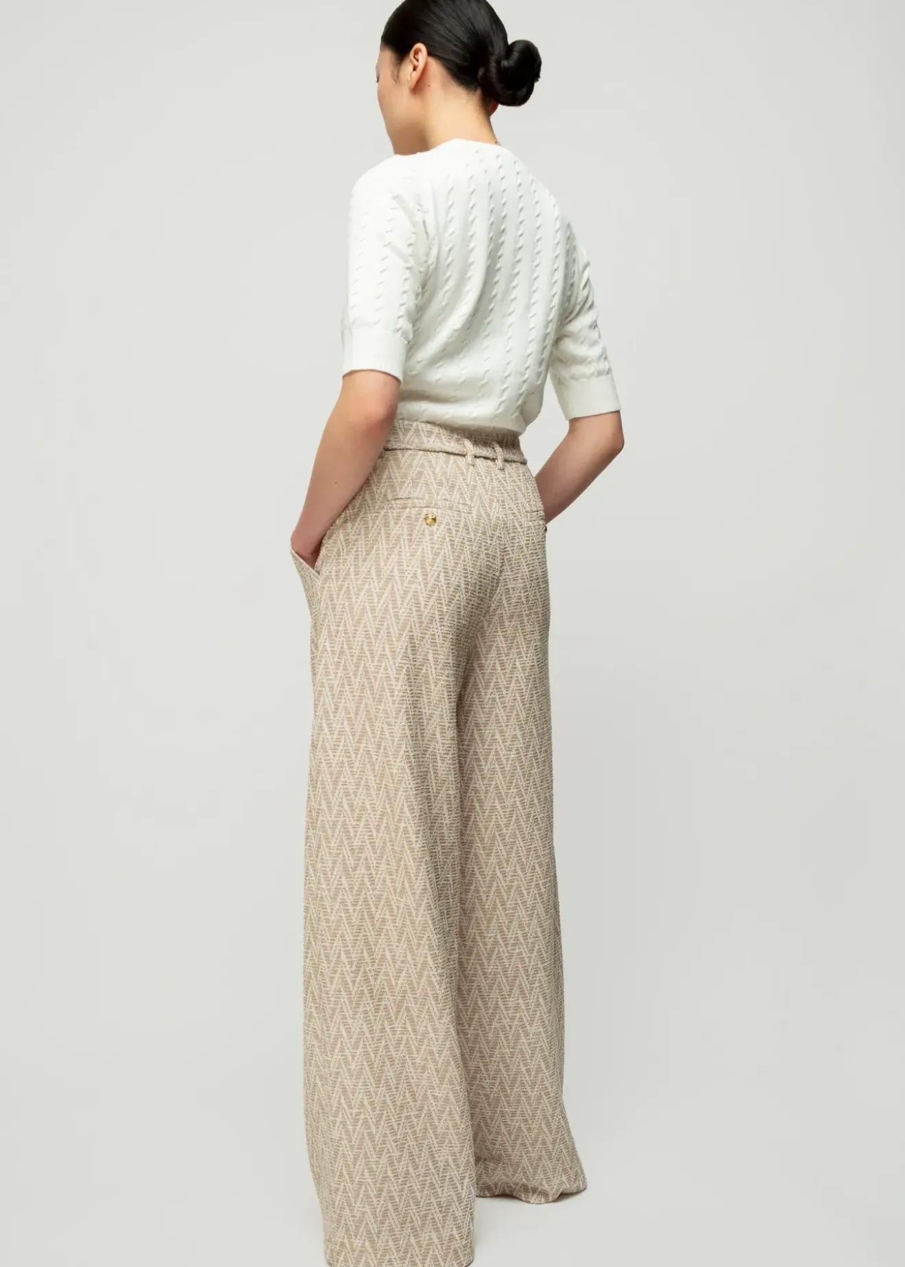 Vanilia Pantalon Met Zigzag Structuur Roasted Pecan Fashion