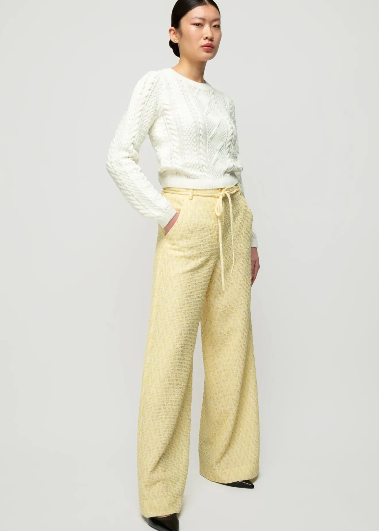 Vanilia Pantalon Met Zigzag Structuur French Vanilla Clearance