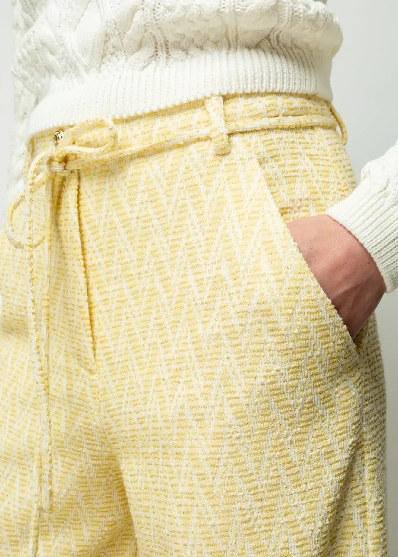 Vanilia Pantalon Met Zigzag Structuur French Vanilla Clearance