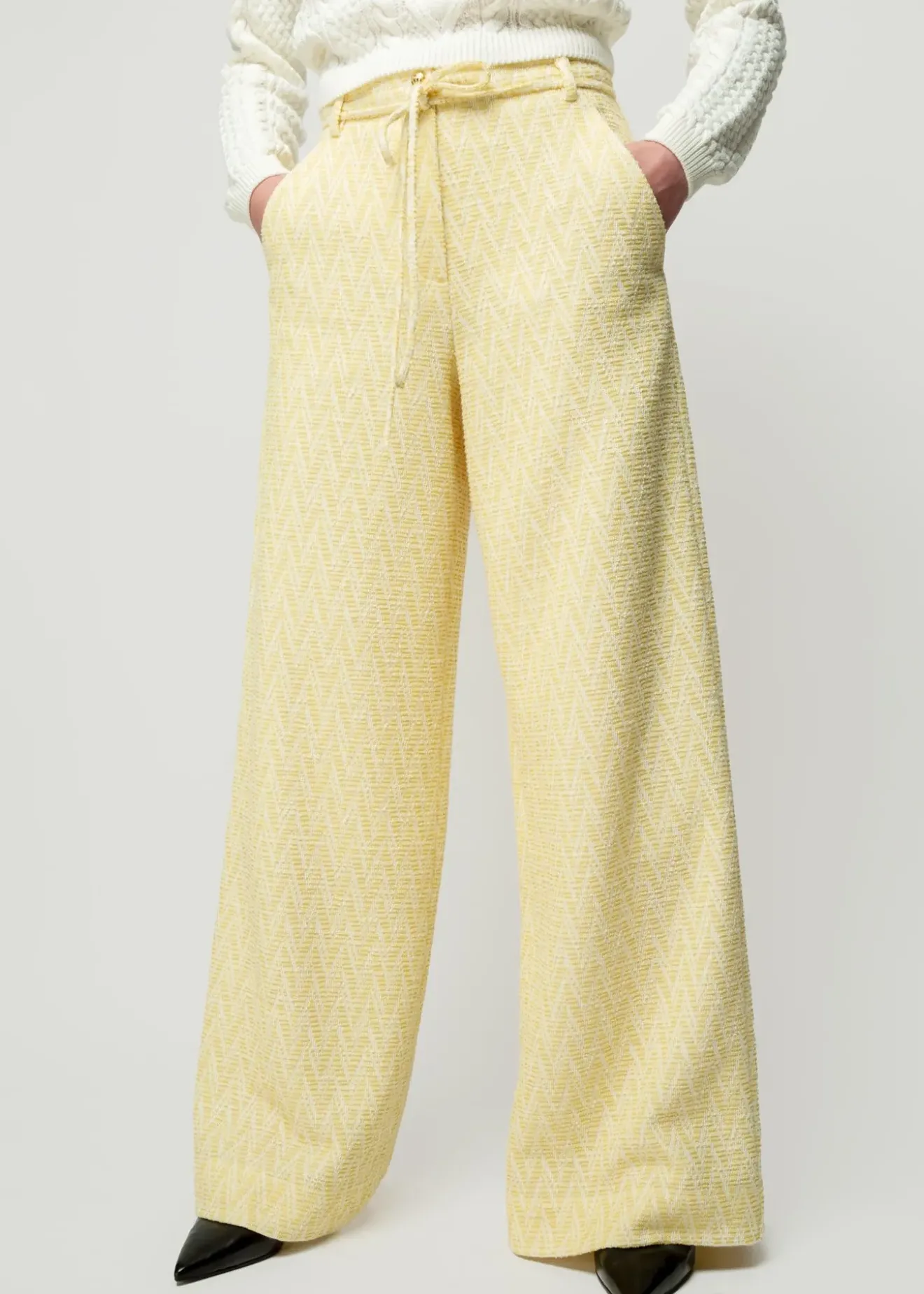 Vanilia Pantalon Met Zigzag Structuur French Vanilla Clearance