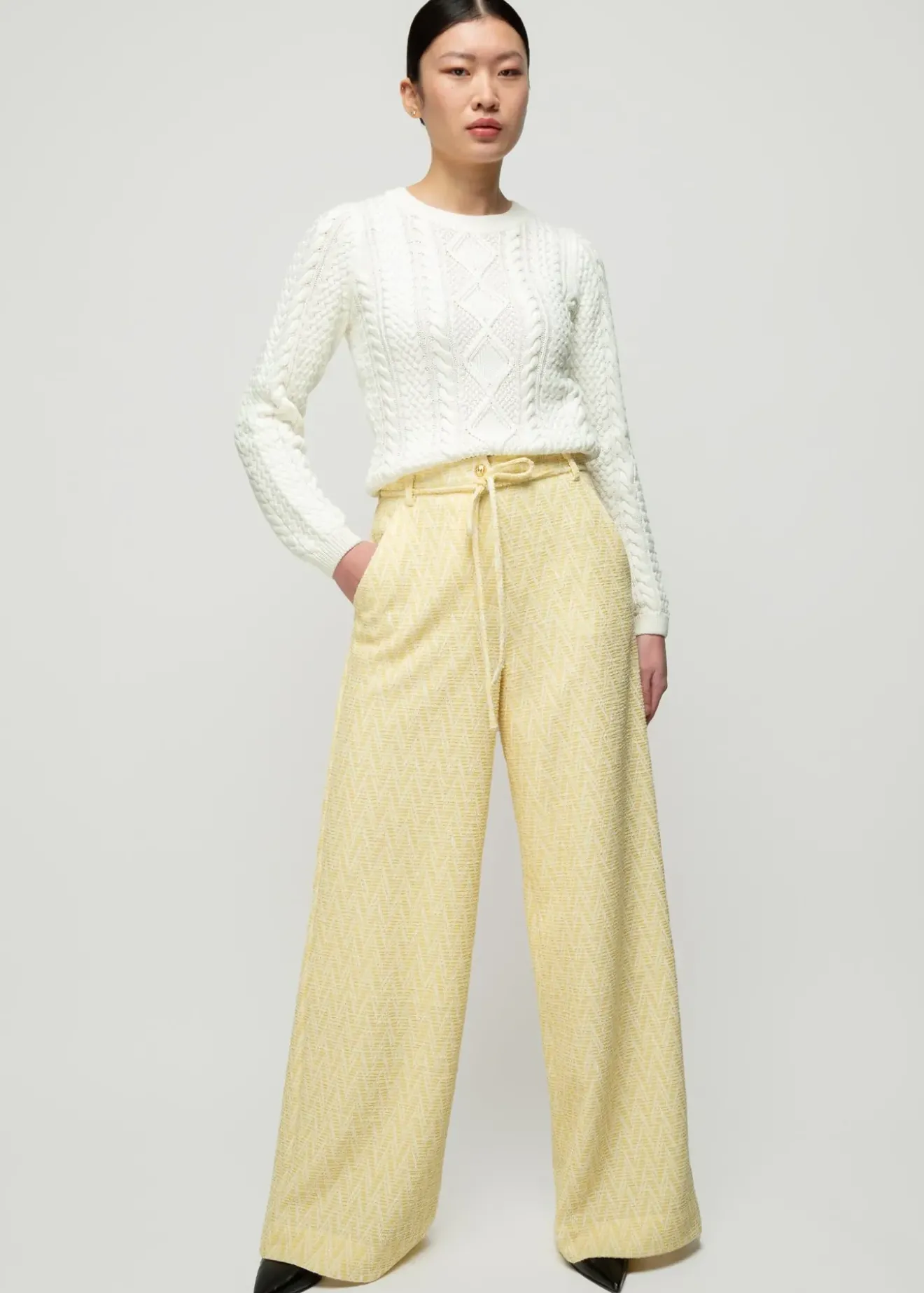 Vanilia Pantalon Met Zigzag Structuur French Vanilla Clearance