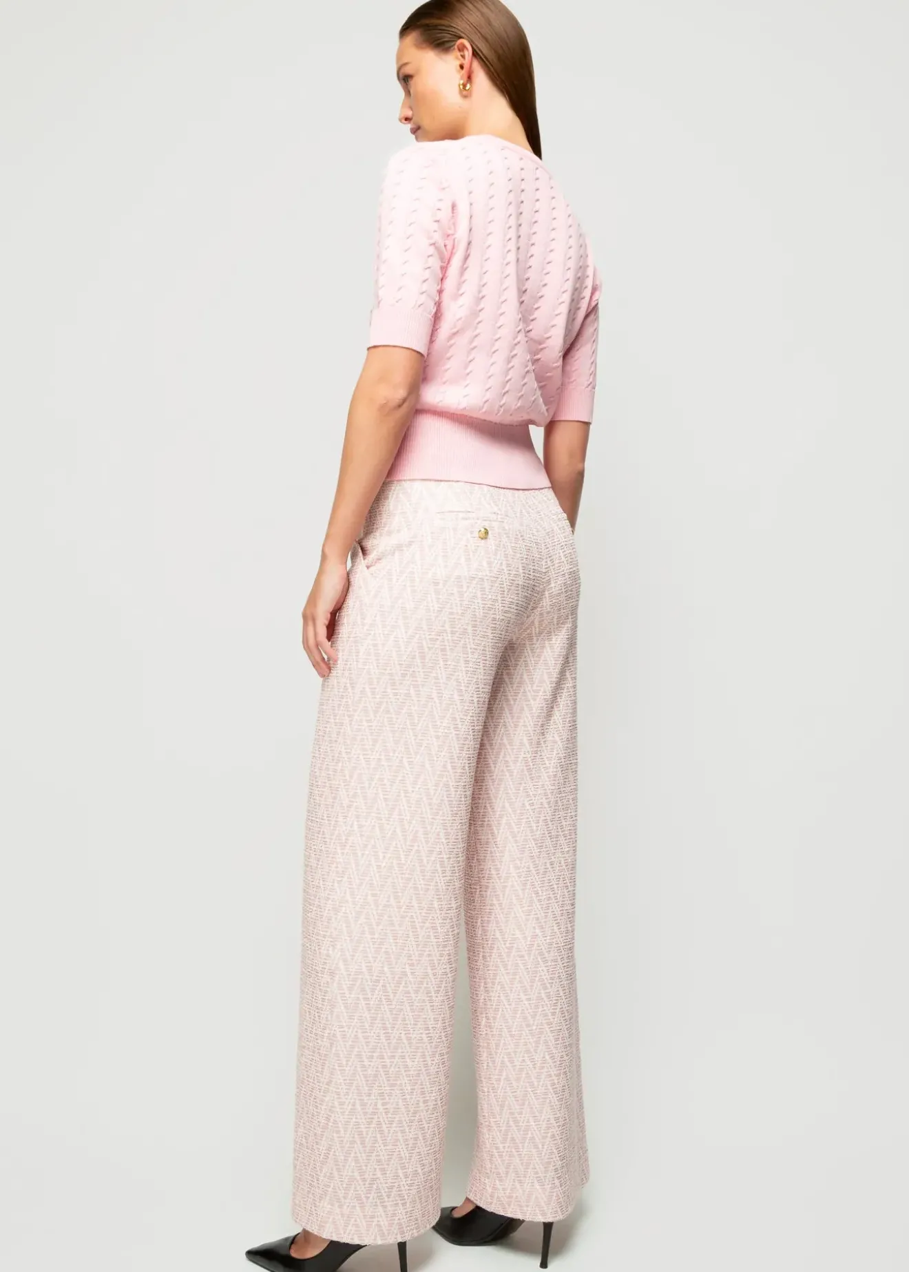 Vanilia Pantalon Met Zigzag Structuur Coral Blush Clearance