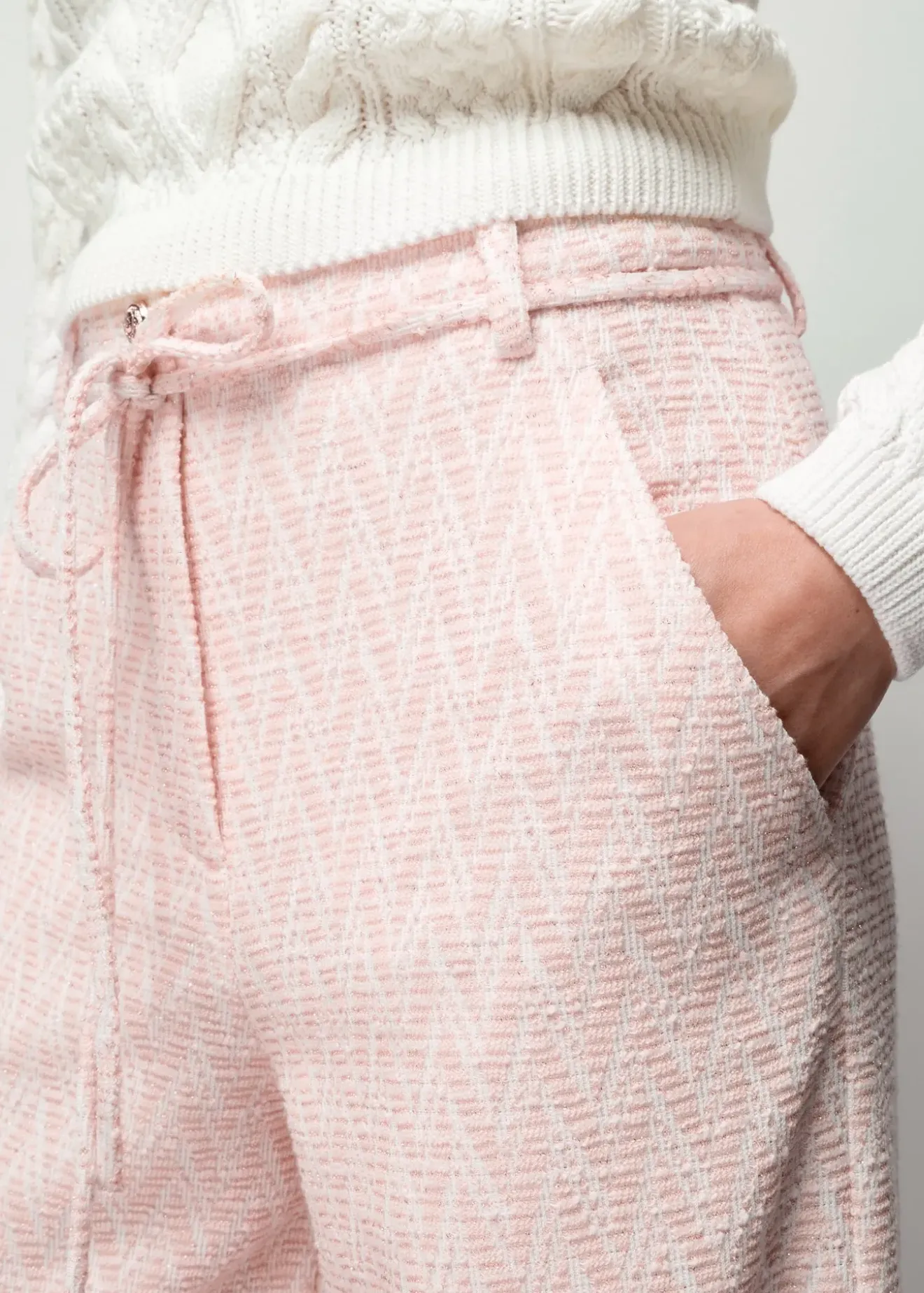 Vanilia Pantalon Met Zigzag Structuur Coral Blush Clearance