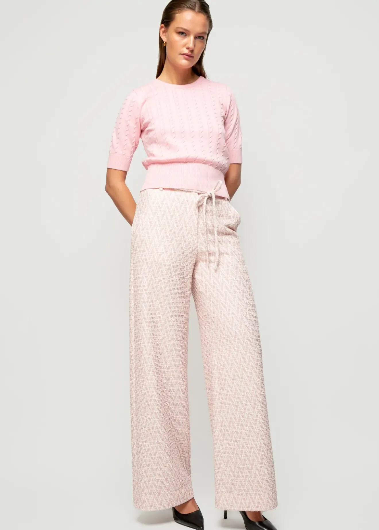 Vanilia Pantalon Met Zigzag Structuur Coral Blush Clearance