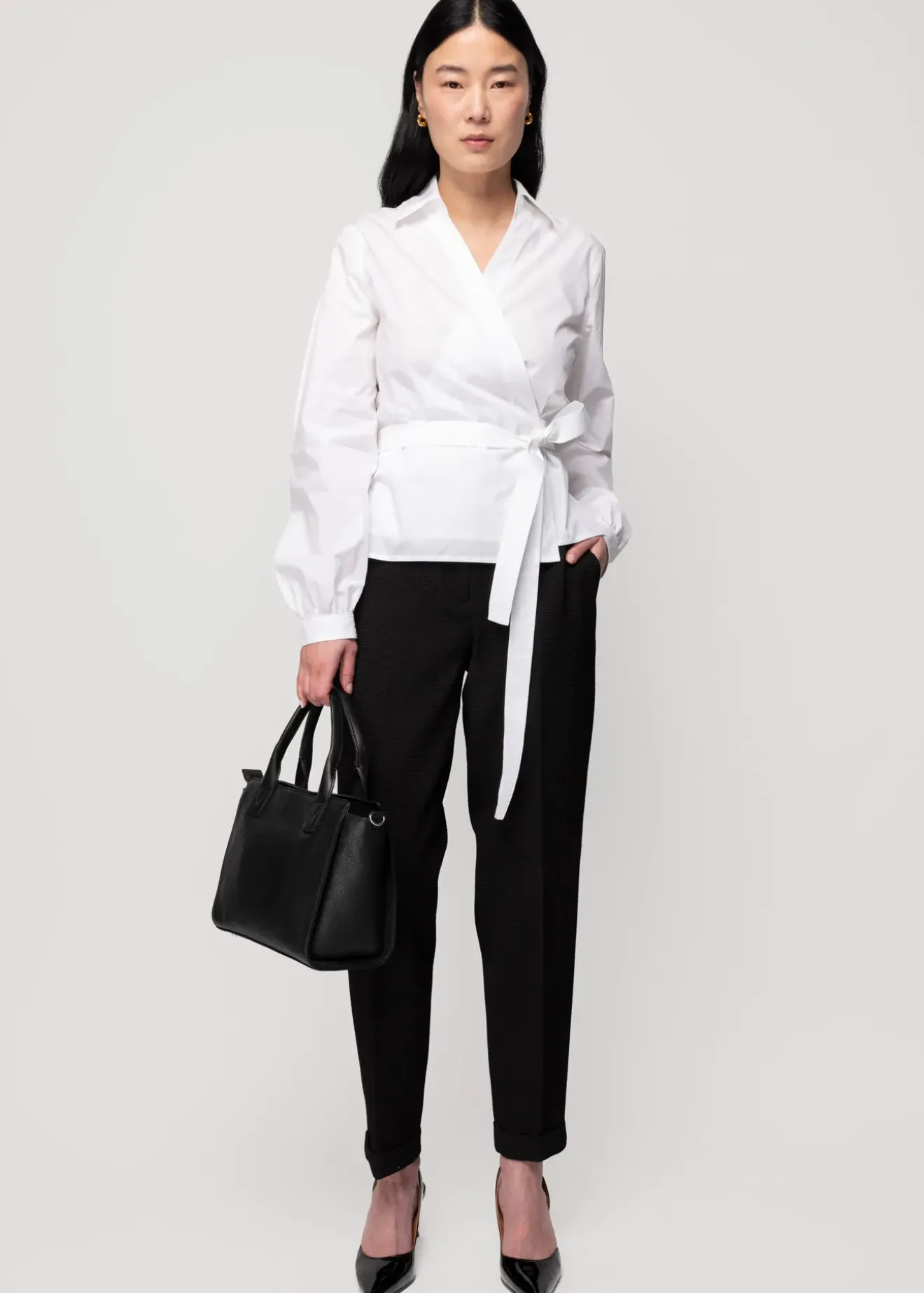 Vanilia Poplin Wrap Blouse Wit Fashion