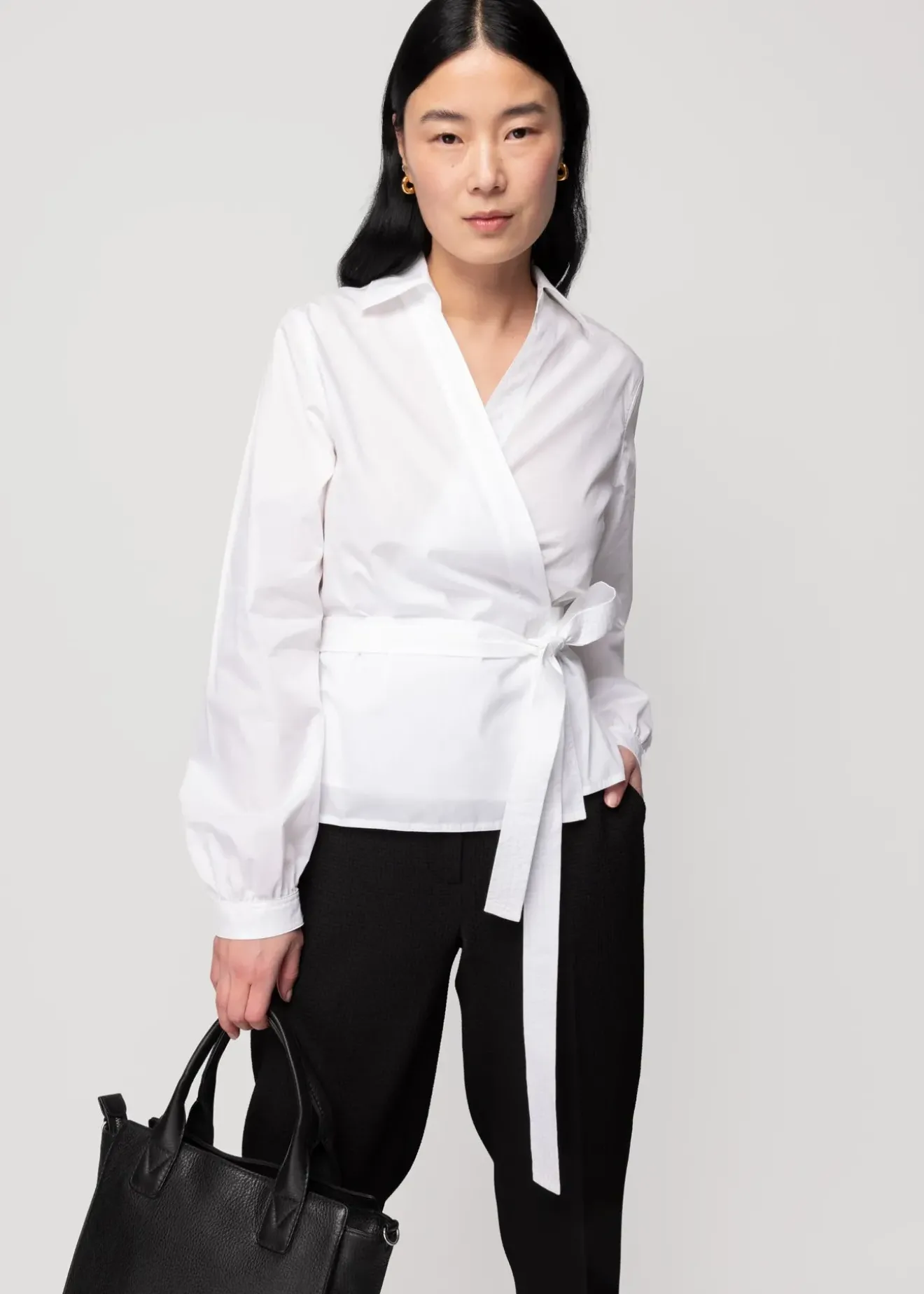 Vanilia Poplin Wrap Blouse Wit Fashion