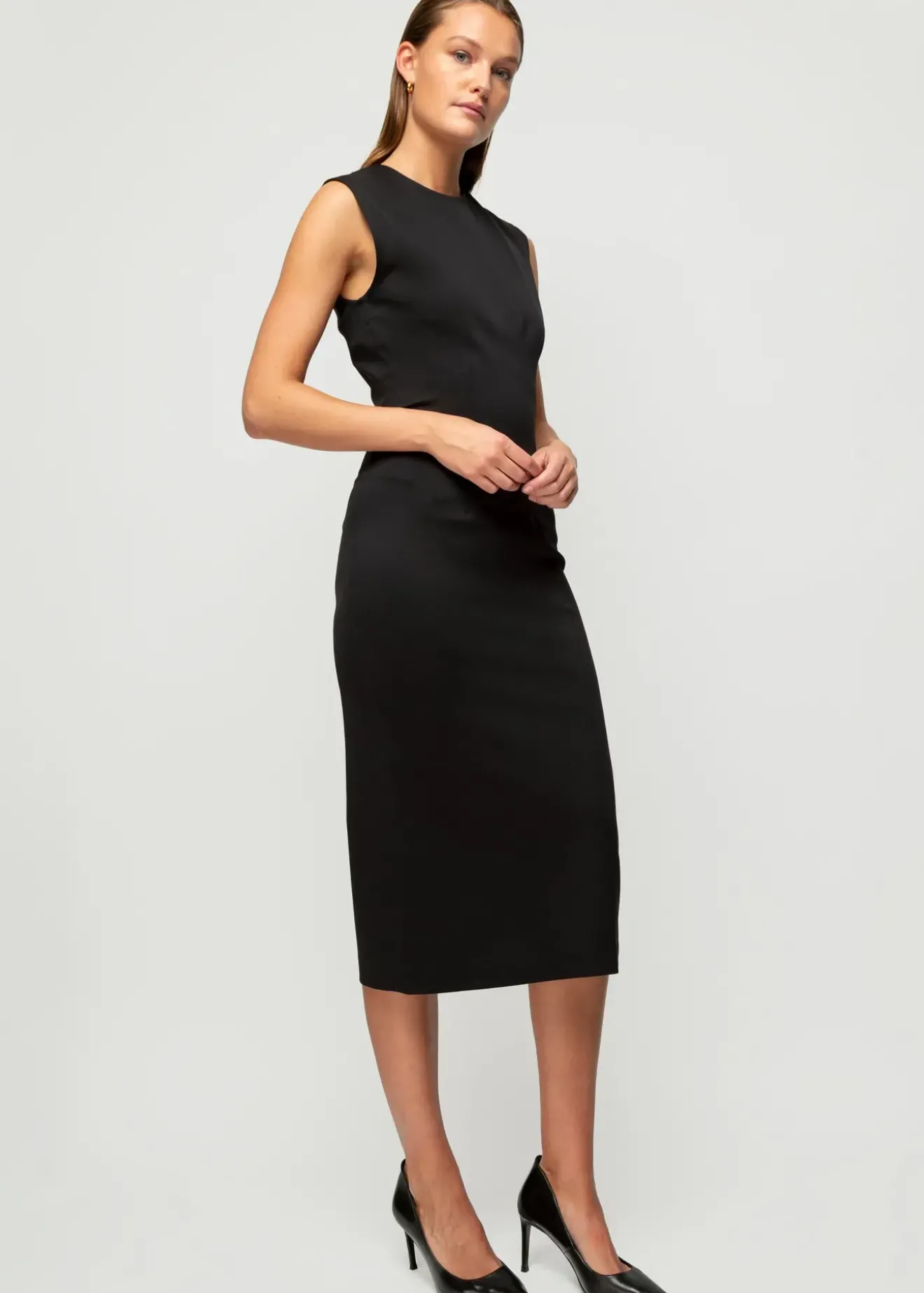 Vanilia Punto Midi Jurk Zwart Clearance