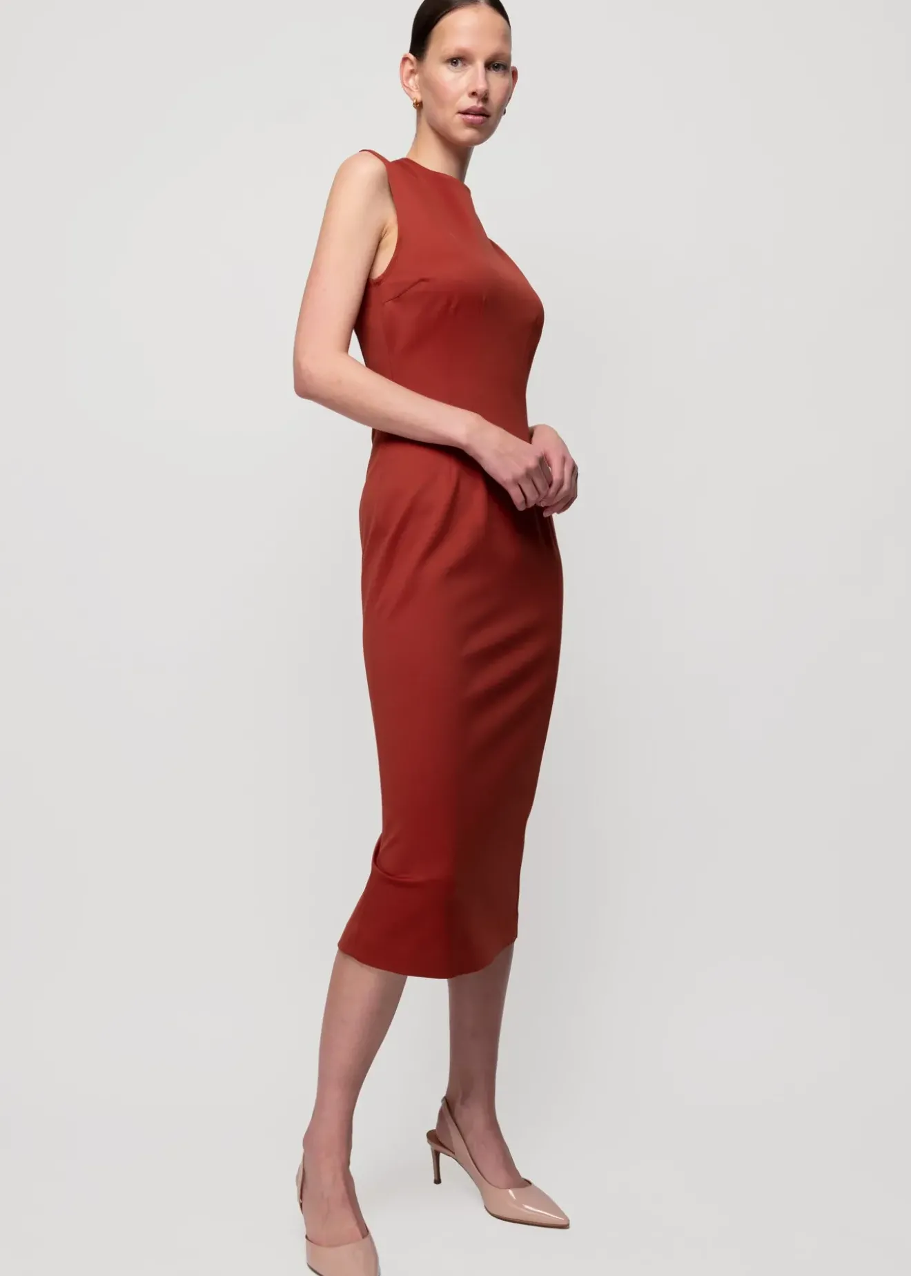Vanilia Punto Midi Jurk Henna Hot