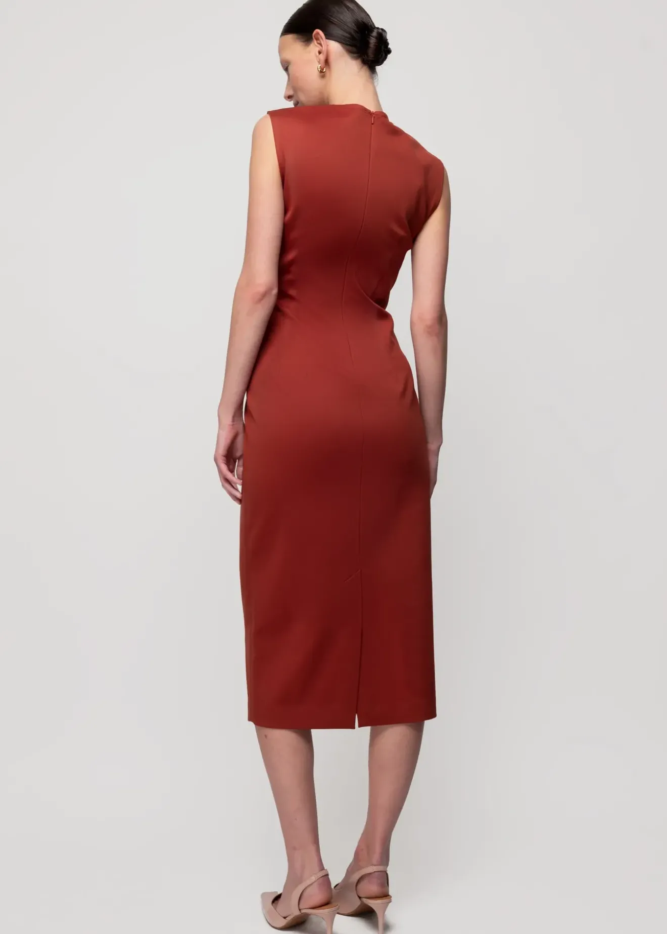 Vanilia Punto Midi Jurk Henna Hot