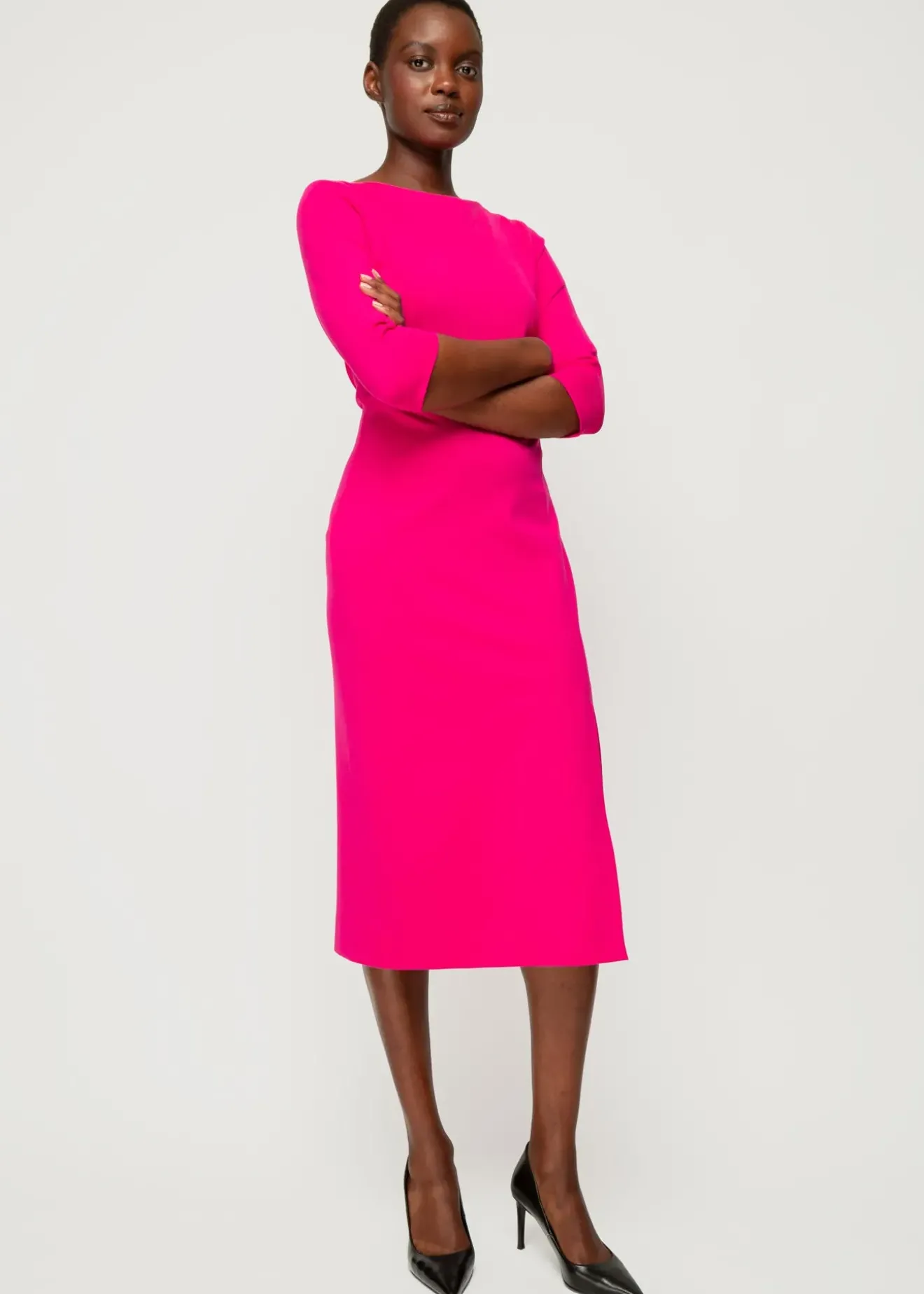 Vanilia Punto Midi Jurk Met Split Cabaret Clearance