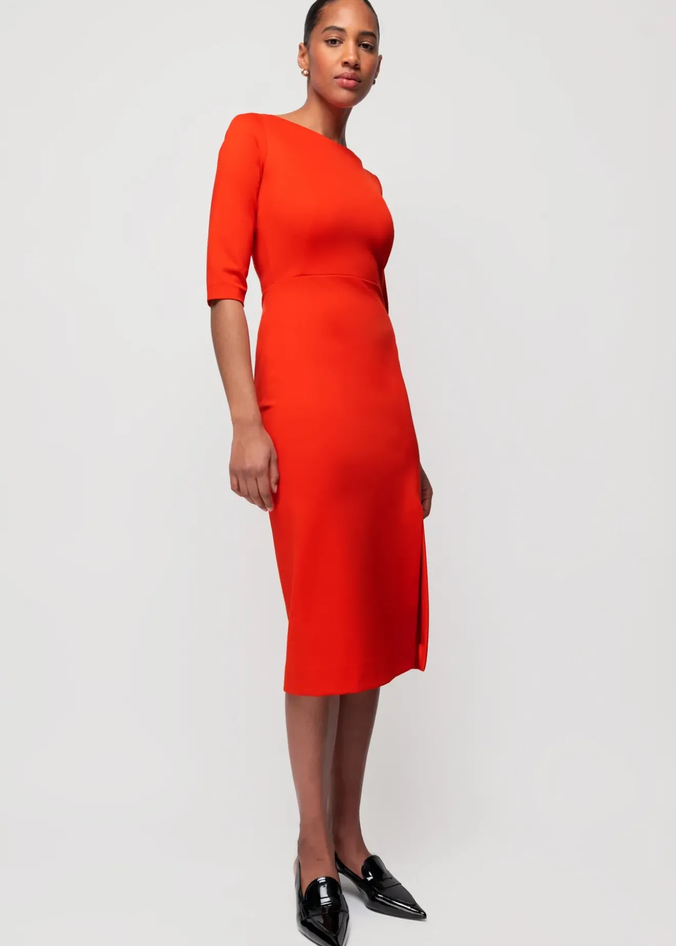 Vanilia Punto Midi Jurk Met Split Valiant Poppy Online