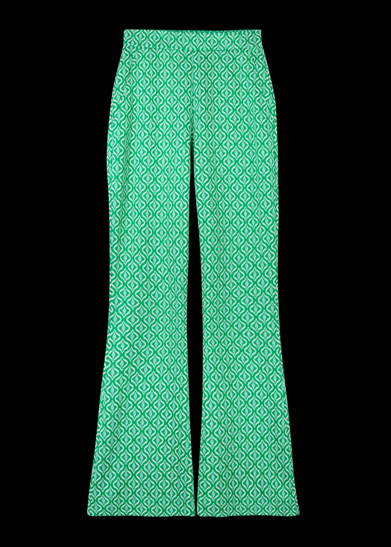 Vanilia Retro Flare Broek Smaragd/ Light Blue/ Ecru Discount