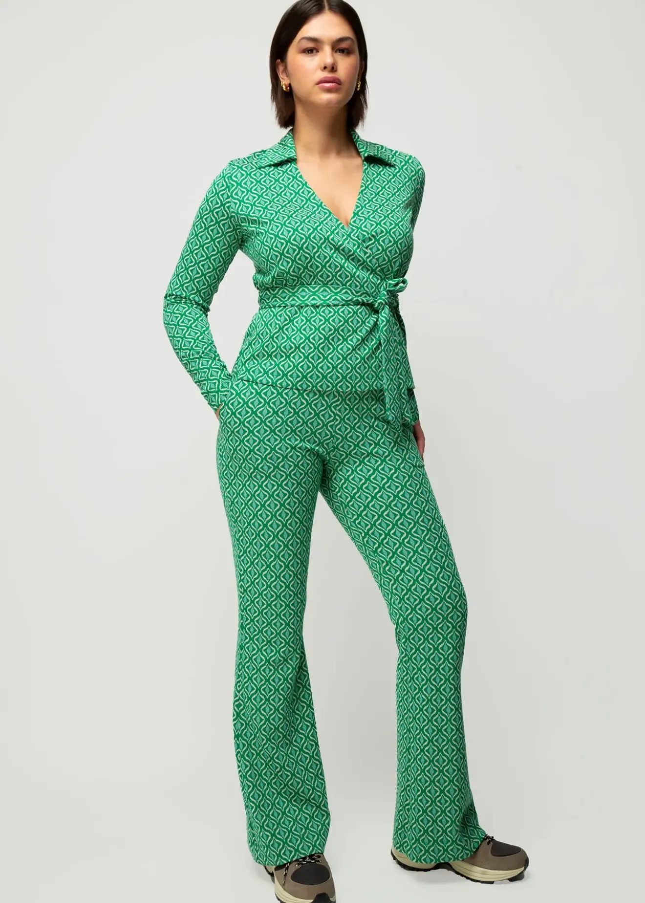 Vanilia Retro Wrap Top Smaragd/ Light Blue/ Ecru Outlet