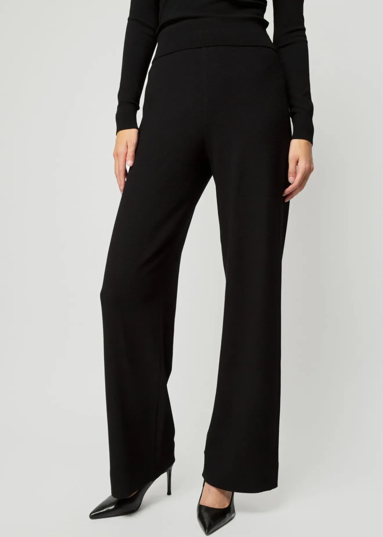Vanilia Rib Broek Met Rechte Pijp Zwart Discount