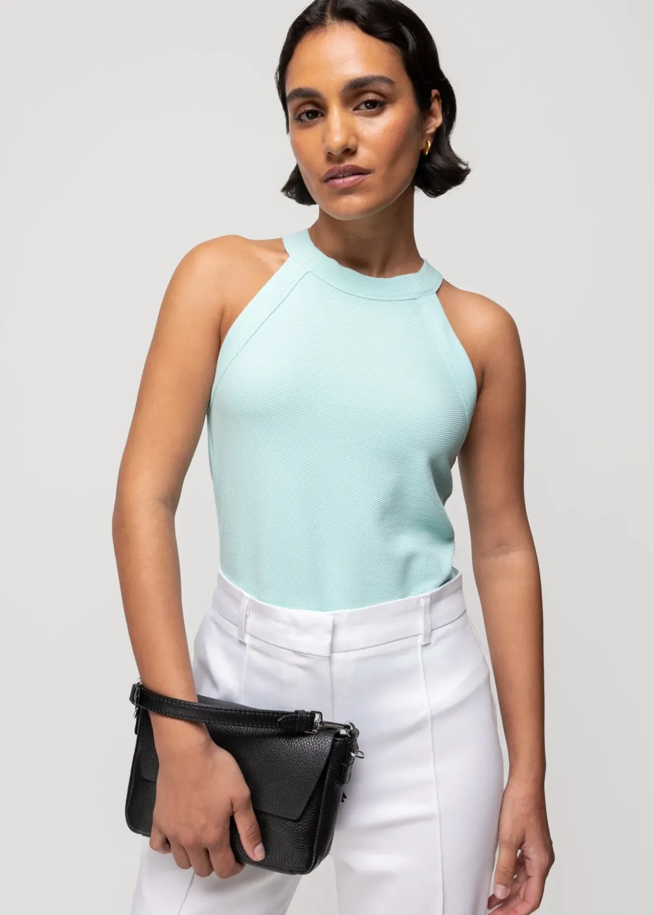 Vanilia Rib Haltertop Aquamarine Fashion