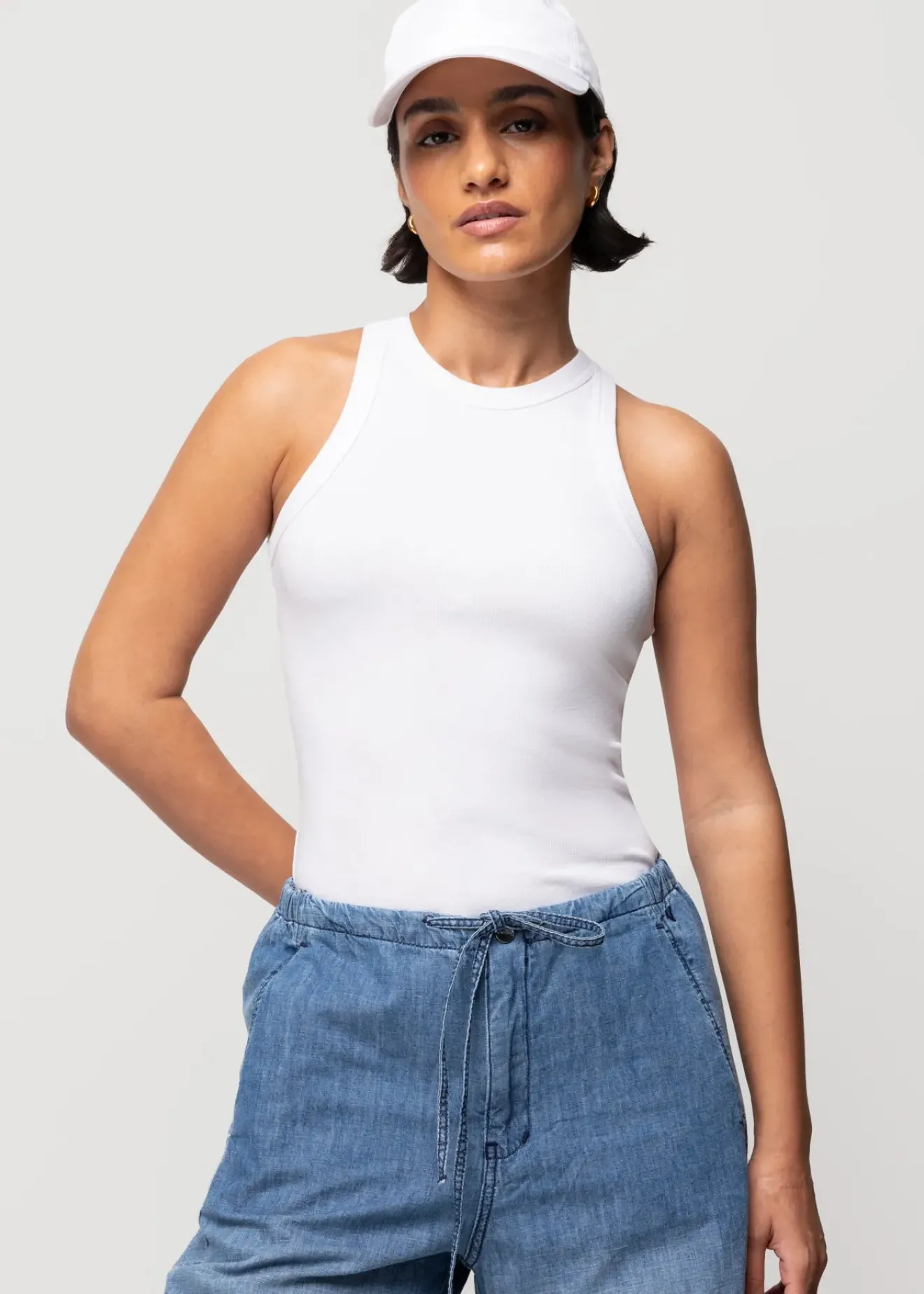 Vanilia Rib Tanktop Wit Clearance