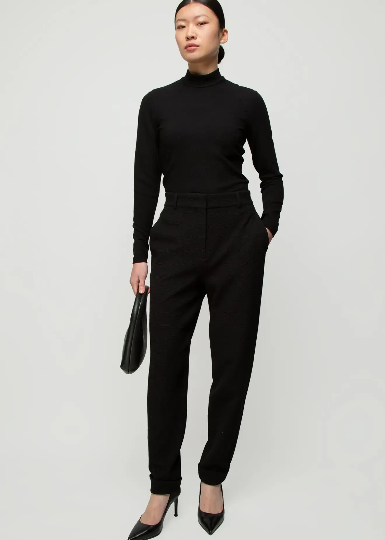 Vanilia Rib Top Met Col Zwart Discount