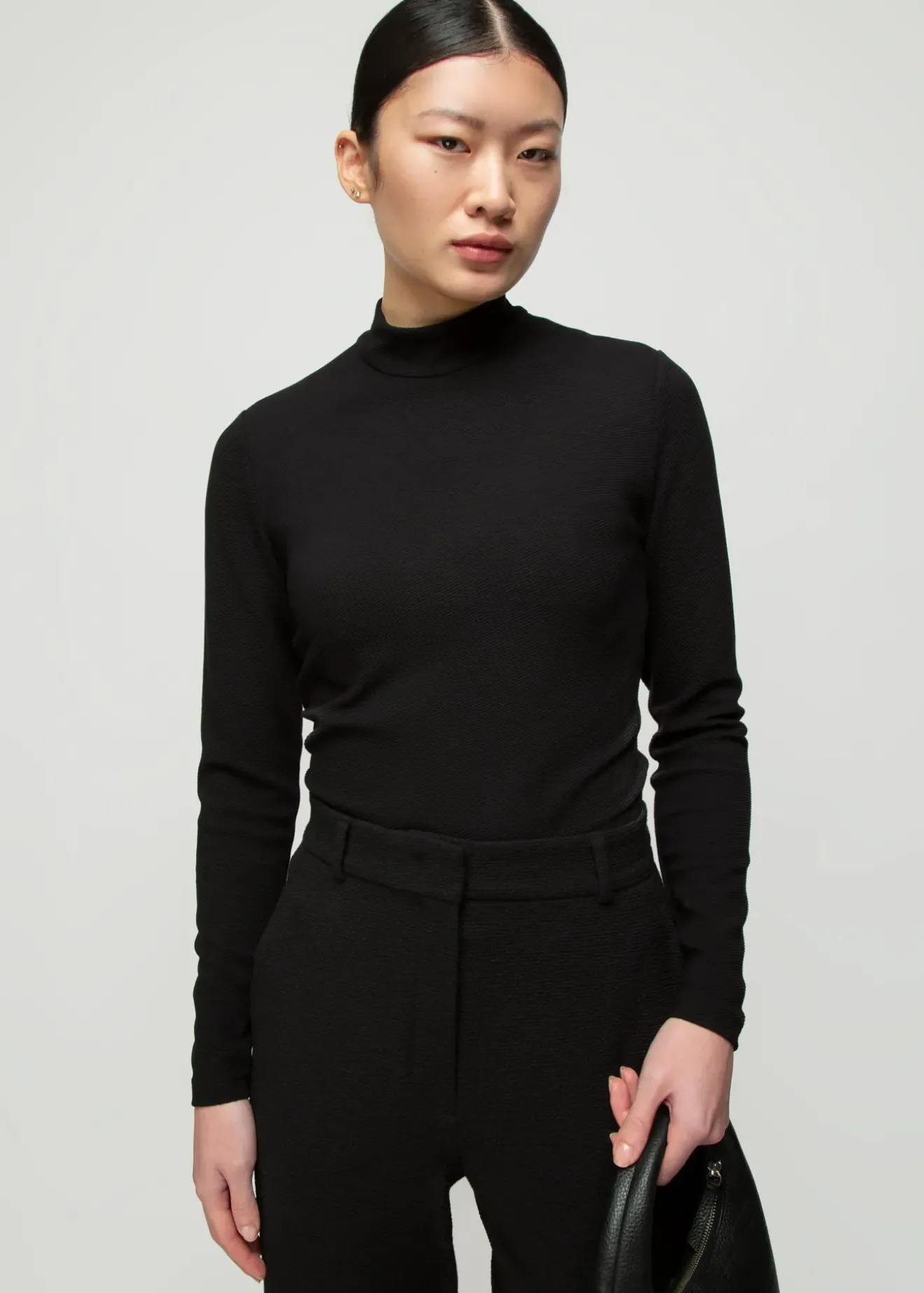 Vanilia Rib Top Met Col Zwart Discount