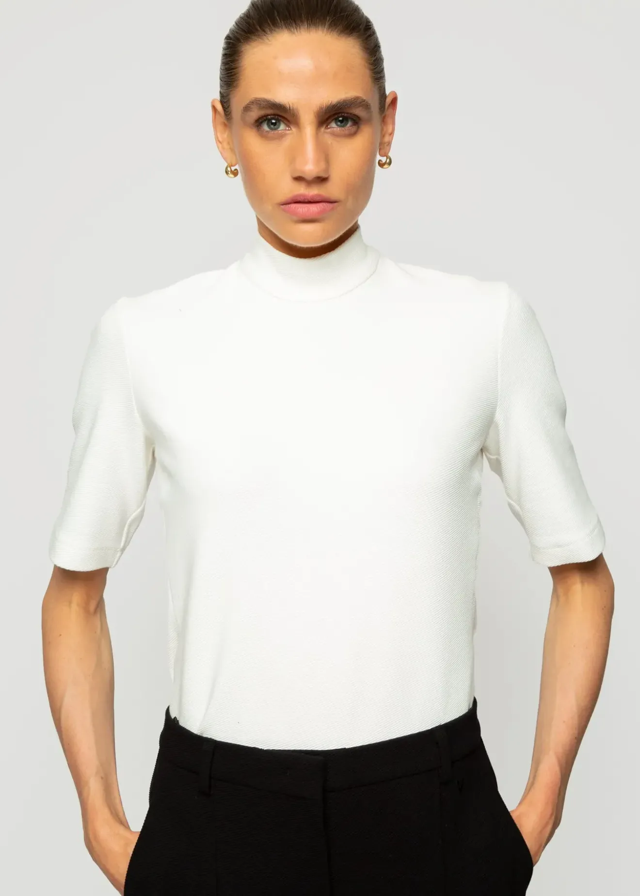 Vanilia Rib Top Met Col Off White Fashion