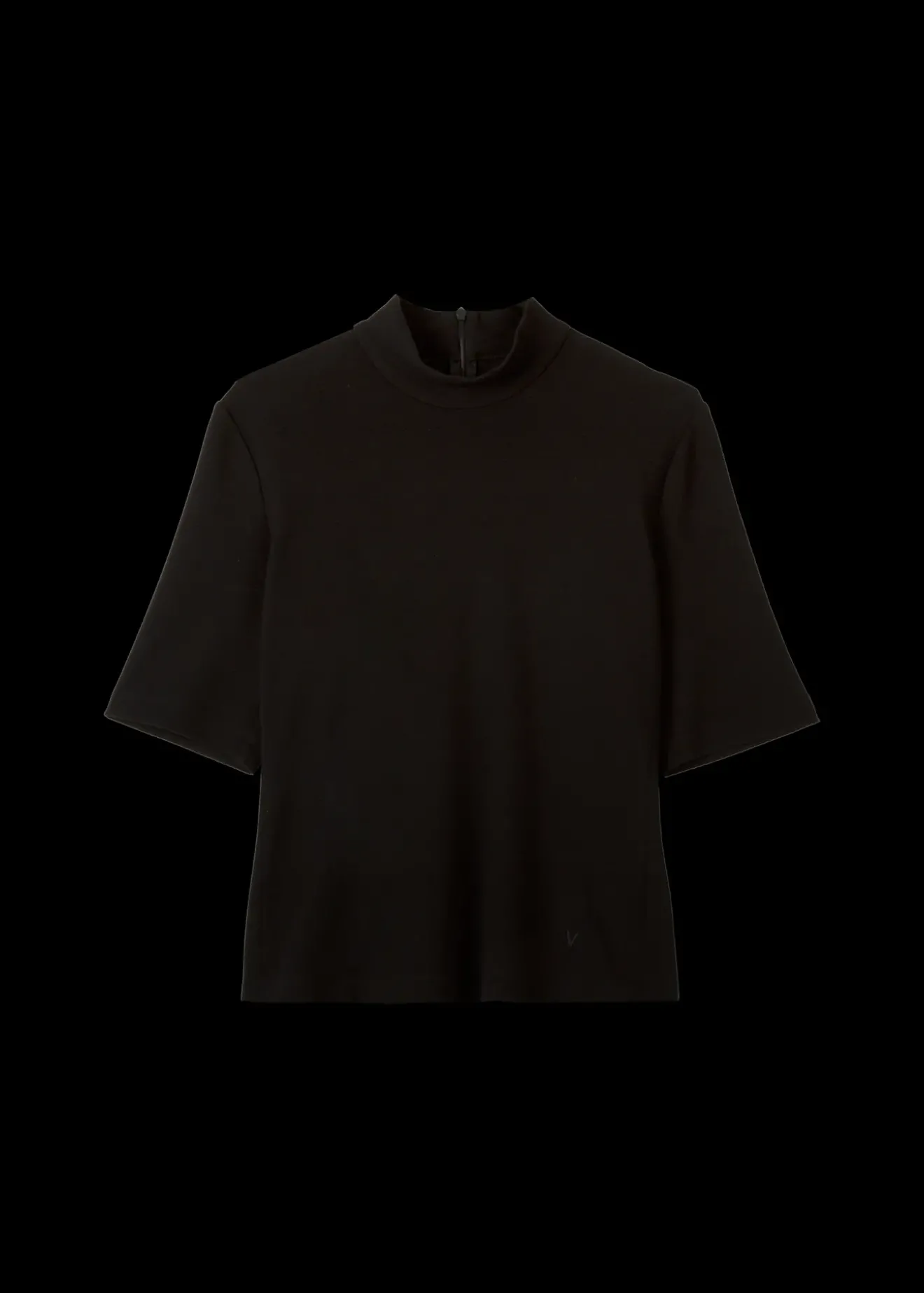 Vanilia Rib Top Met Col Zwart Clearance